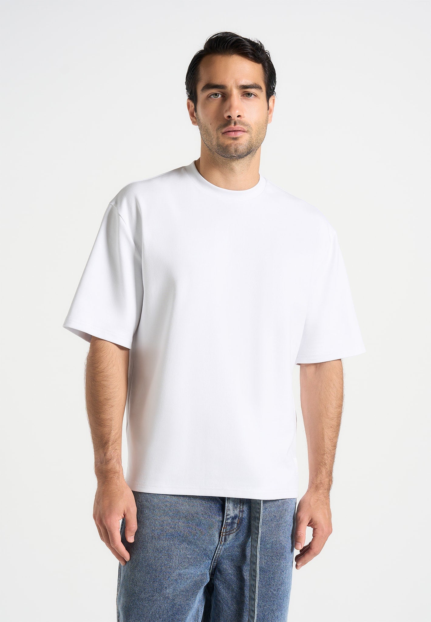 Relaxed Fit Cotton Blend T-Shirt with Split Hem | Manière De Voir