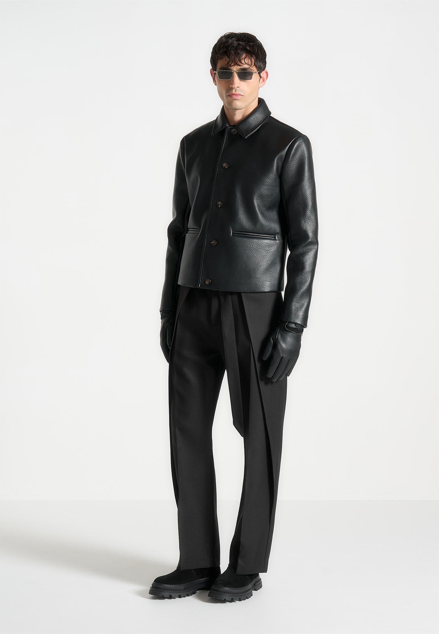 Pebbled Leather Jacket for Men - Black Vegan Leather | Manière De Voir