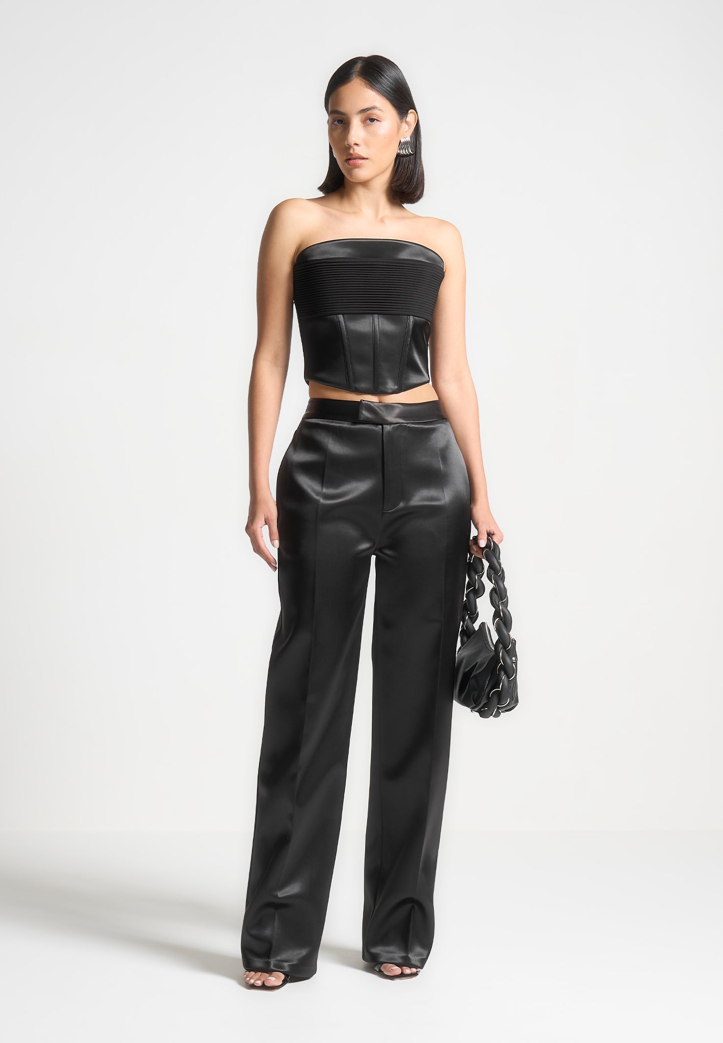 Satin Tailored Trousers for Women - Stretch Fit & Adjustable Waist | Bella