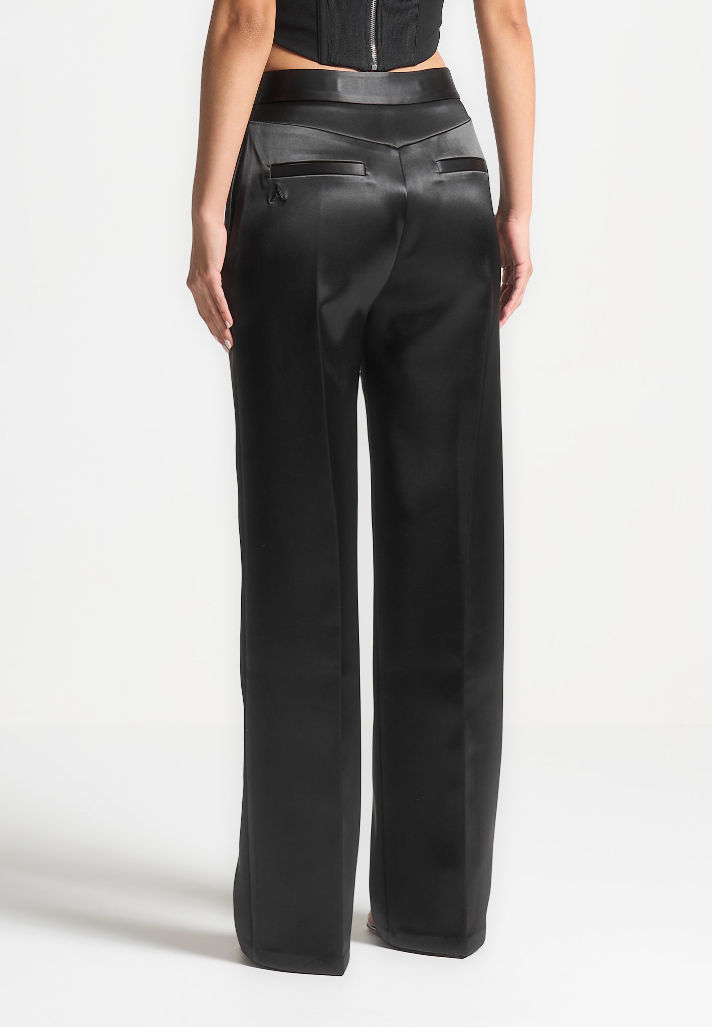 Satin Tailored Trousers for Women - Stretch Fit & Adjustable Waist | Bella