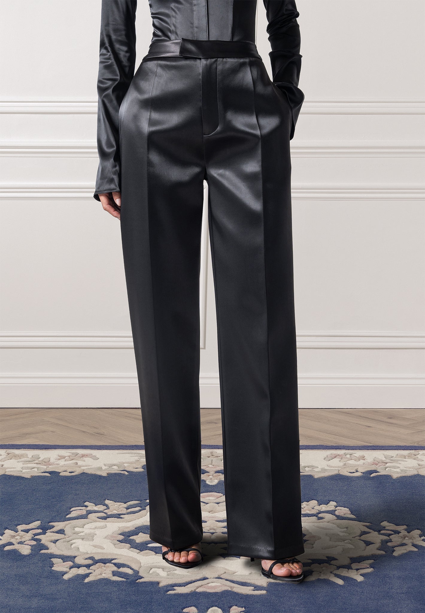 Satin Tailored Trousers for Women - Stretch Fit & Adjustable Waist | Bella