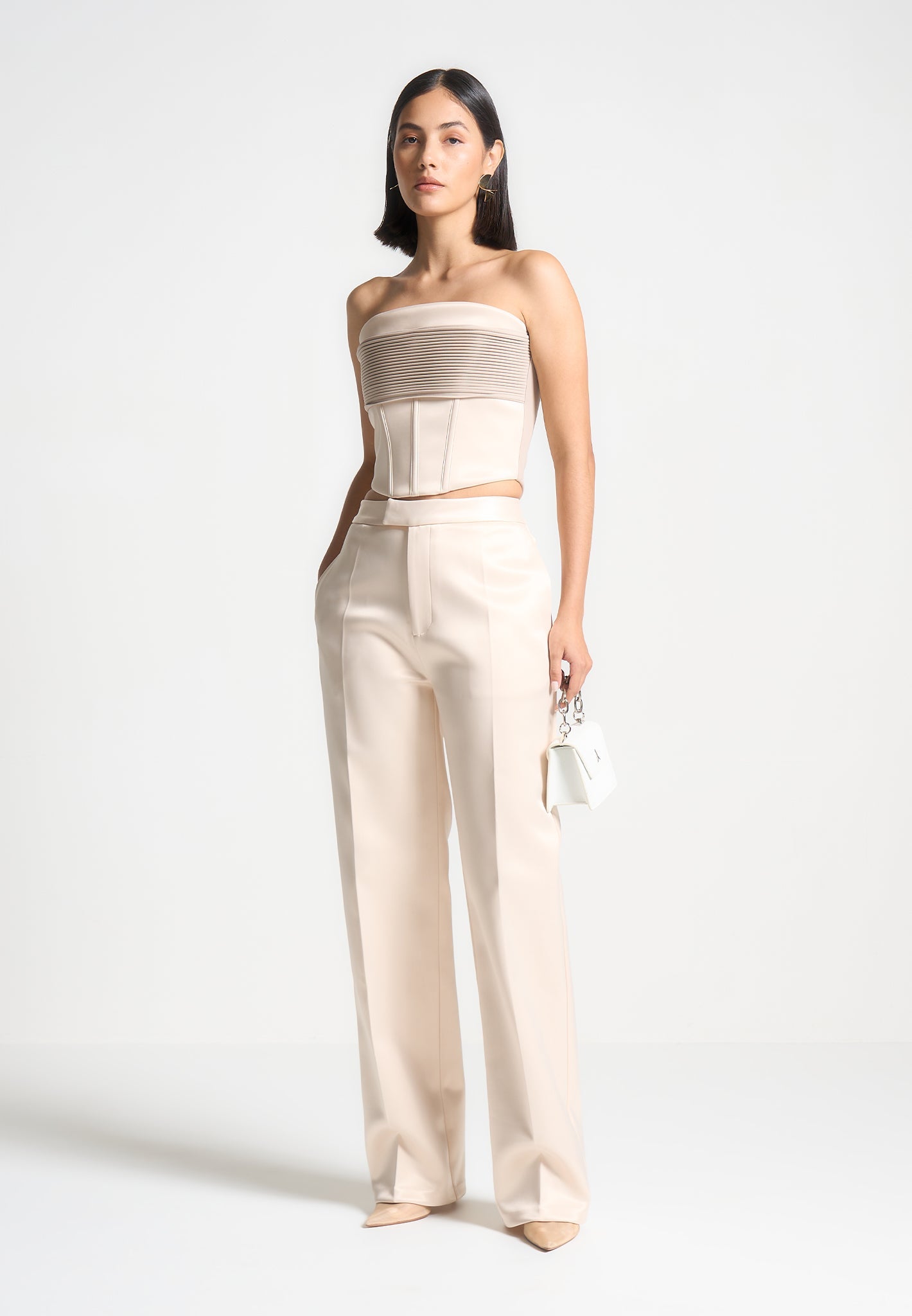Satin Tailored Trousers with Stretch & Adjustable Waistband | Bella