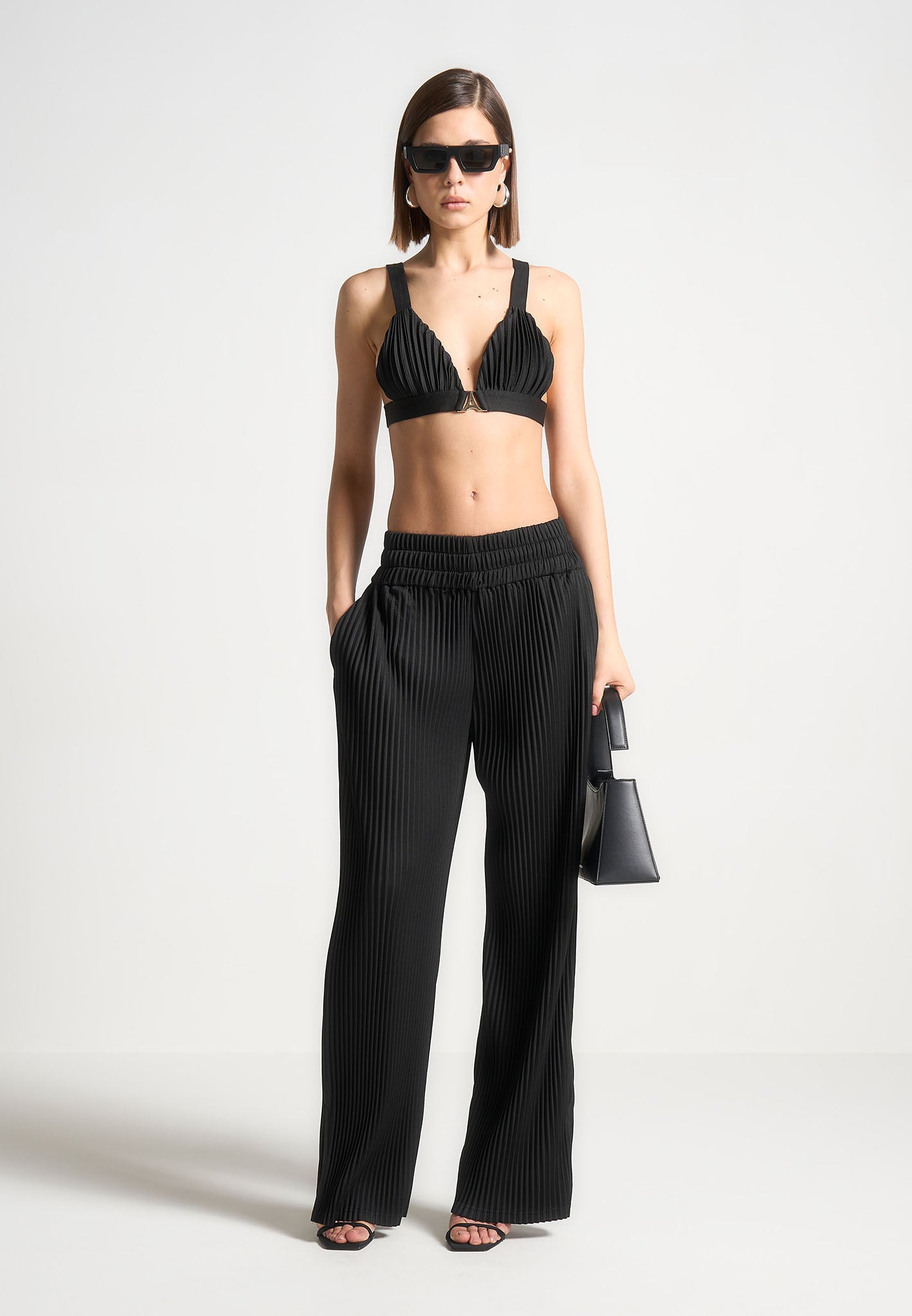 Adjustable Pleated Bralette with Tie Back | Manière De Voir