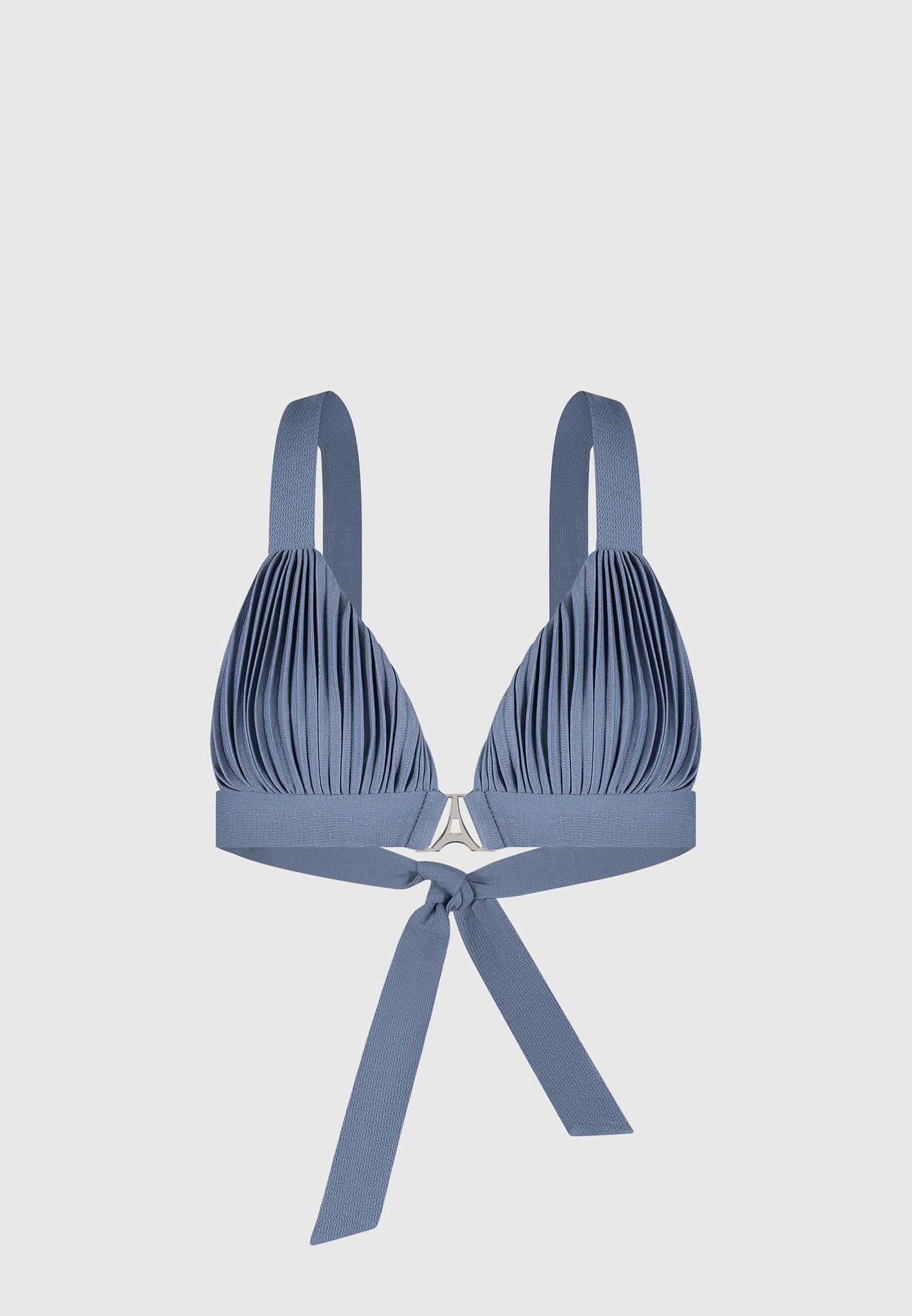 Pleated Bralette with Adjustable Straps & Tie Back | Steel Blue
