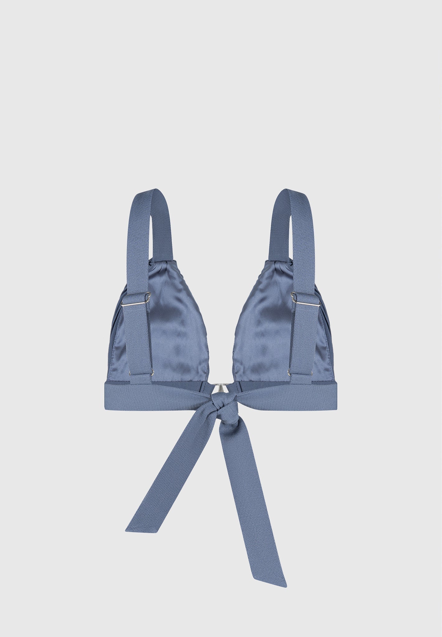 Pleated Bralette with Adjustable Straps & Tie Back | Steel Blue