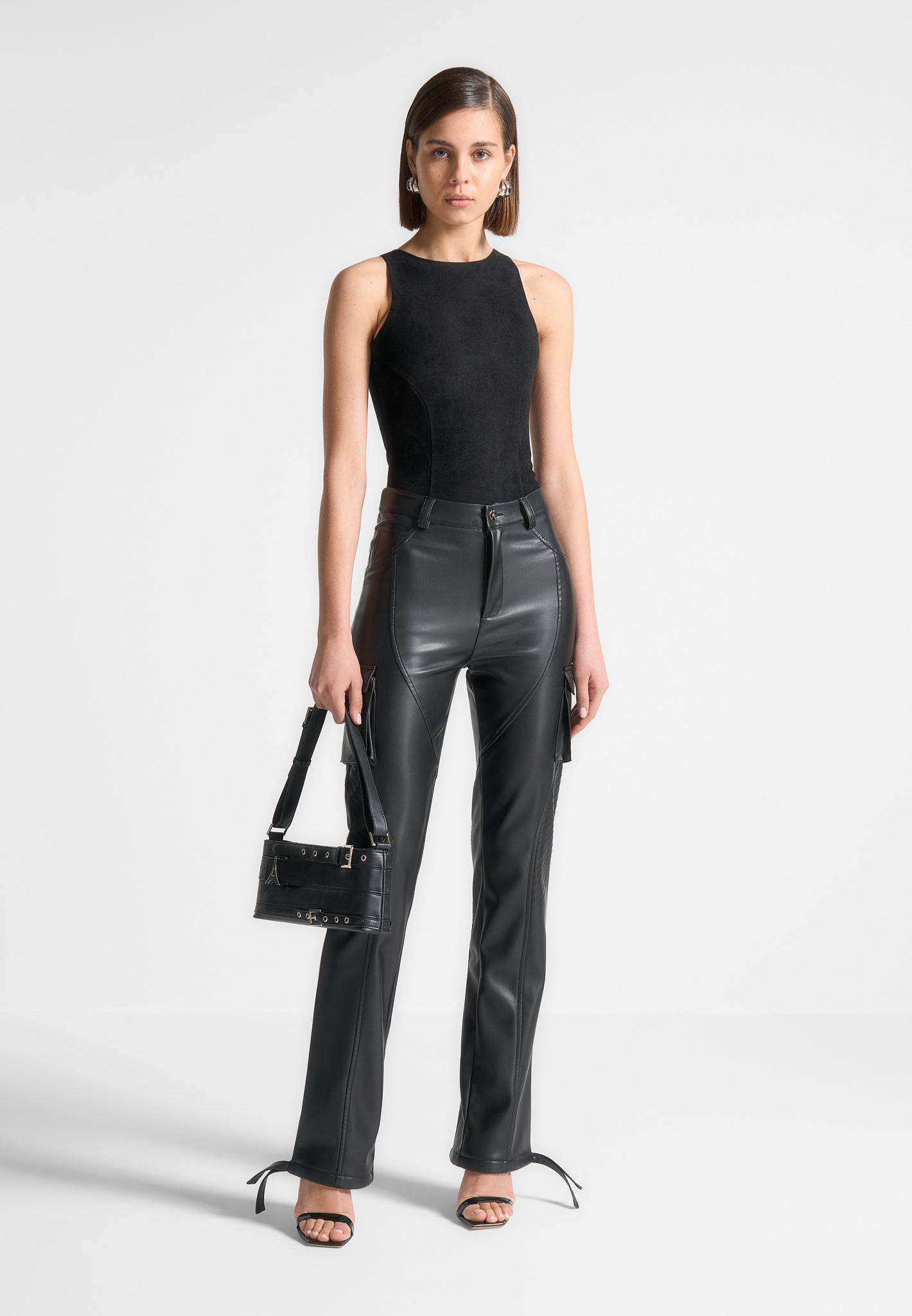 Vegan Suede Bodysuit with Racer Neck & Invisible Zip | Adele