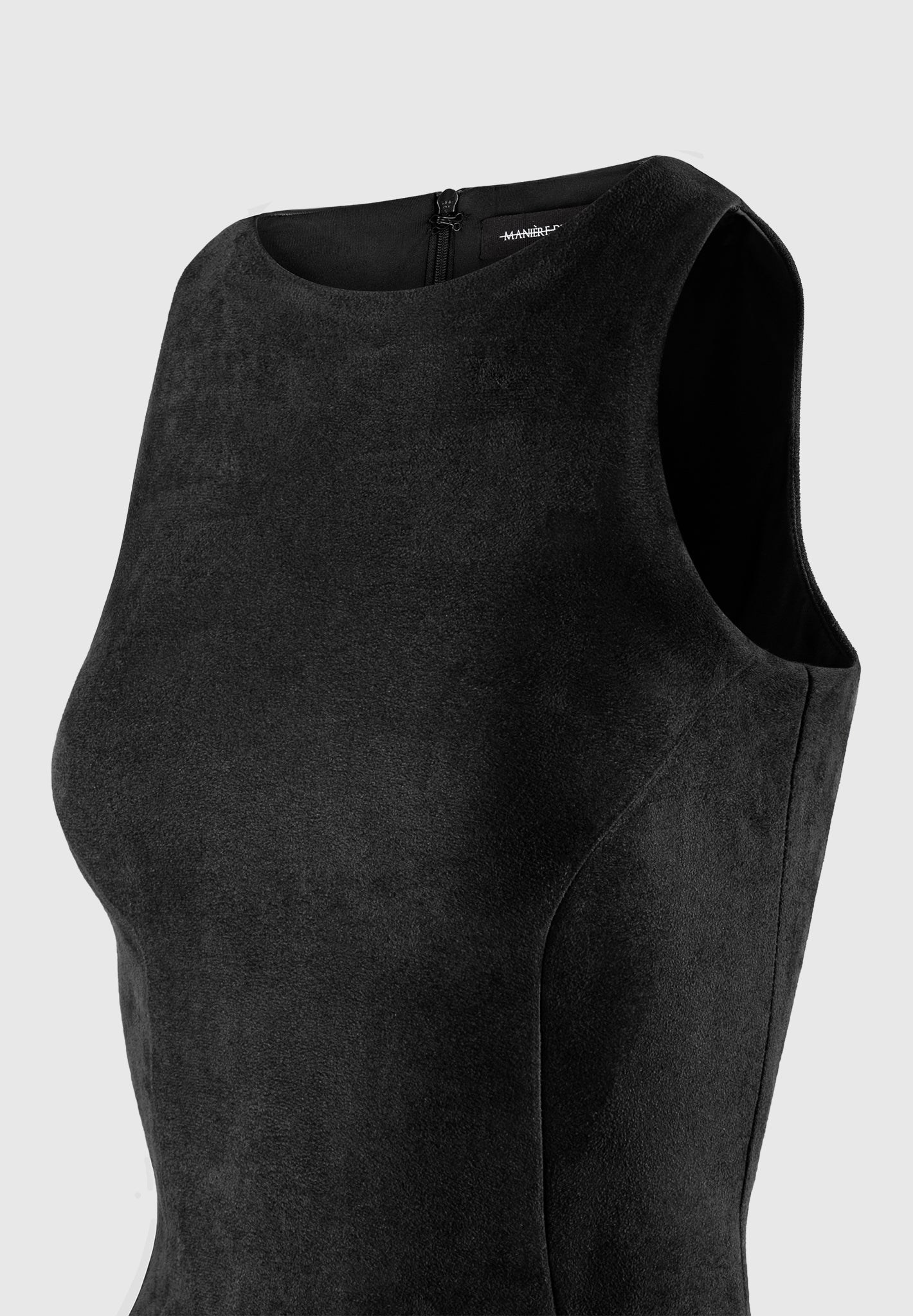 Vegan Suede Bodysuit with Racer Neck & Invisible Zip | Adele