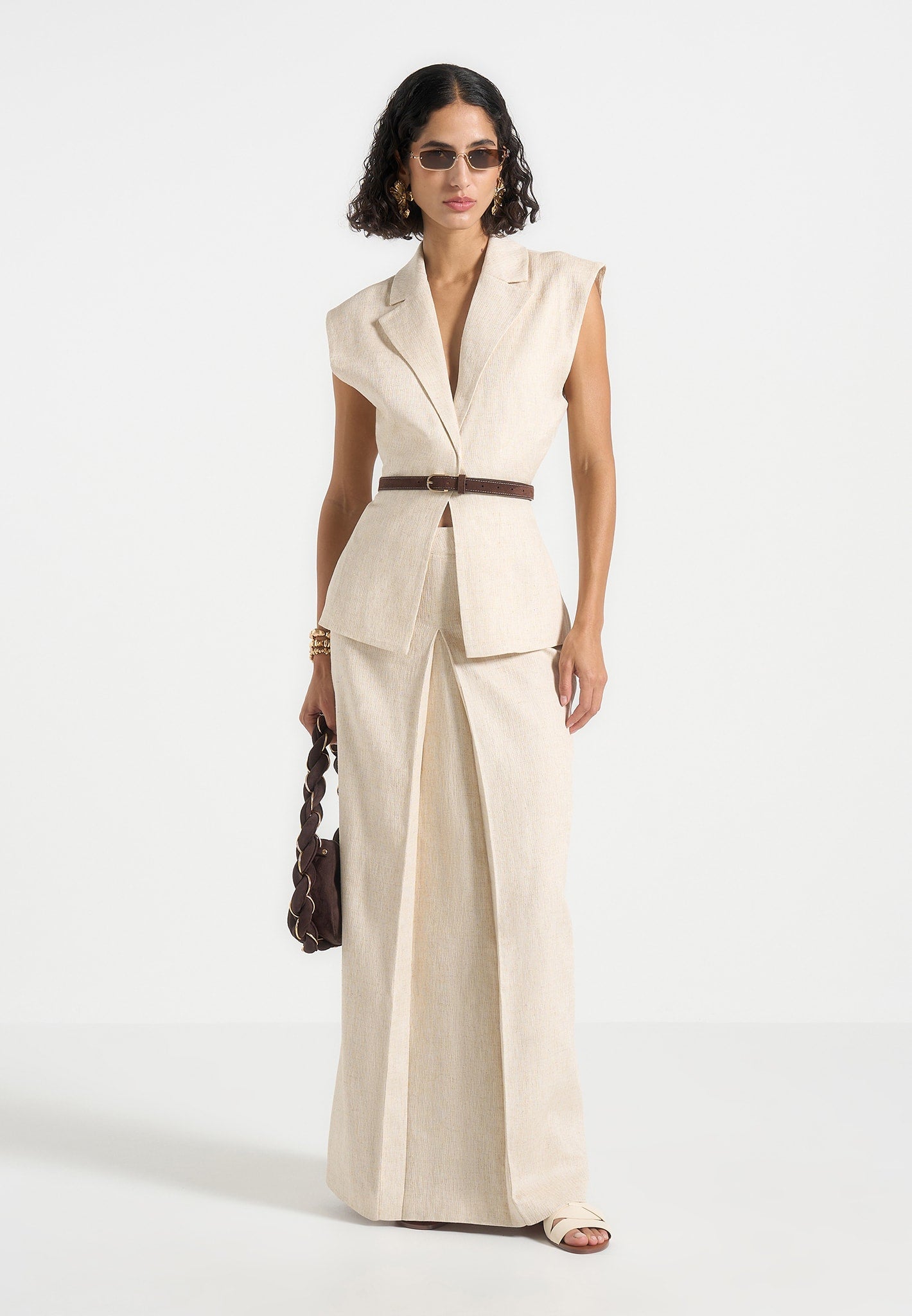 Linen Maxi Skirt with High Waist & Box Pleat | Regine