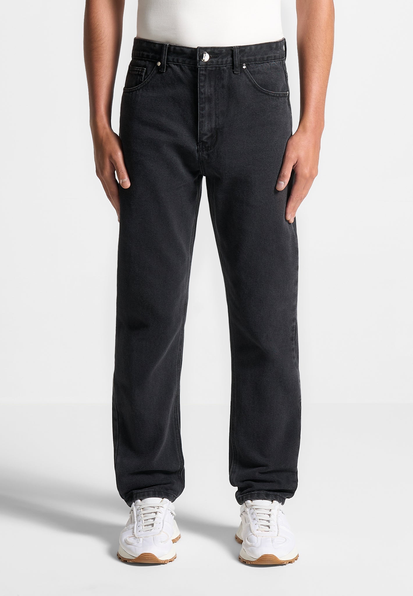 Regular Fit Black Jeans for Men | High-Quality 13oz Denim