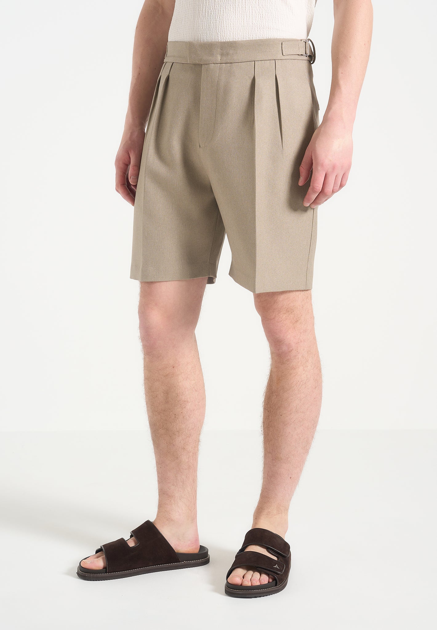 Tailored Twin Pleat Shorts with Adjustable Waist | Bertrand