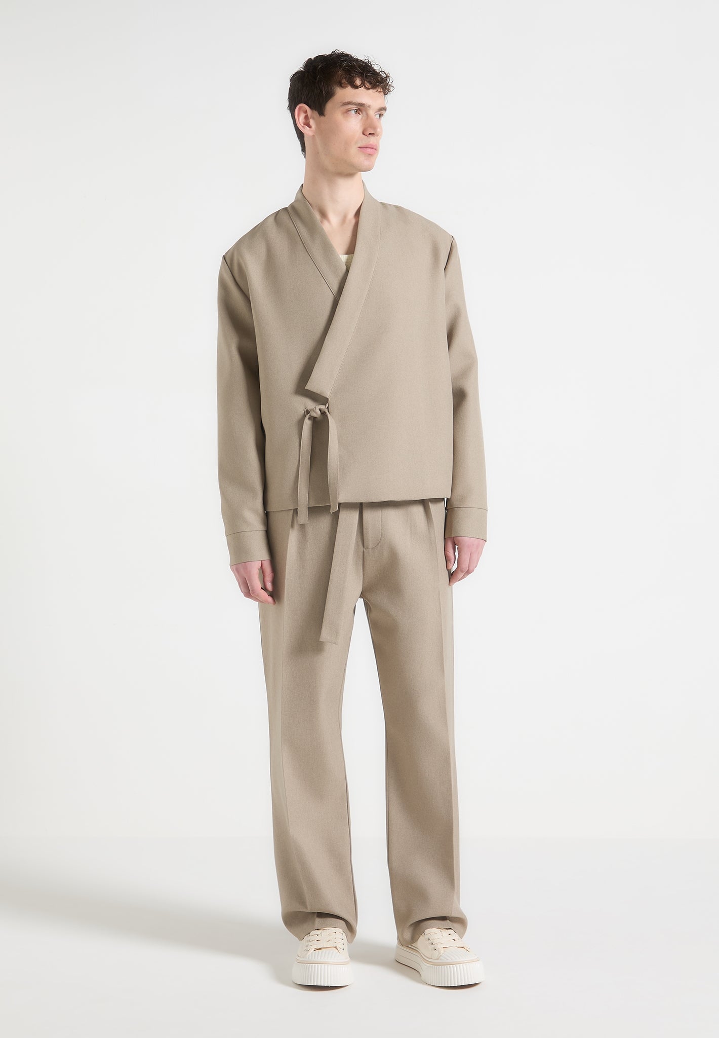 Textured Kimono Wrap Jacket with Adjustable Belt | Robin