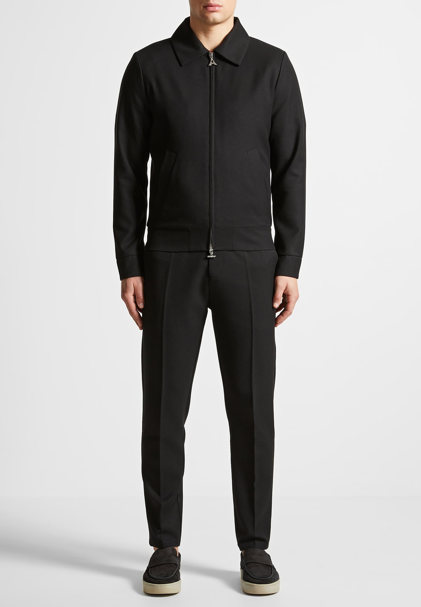 Tailored Harrington Jacket with Elastic Hem & Front Pockets | Manière De Voir
