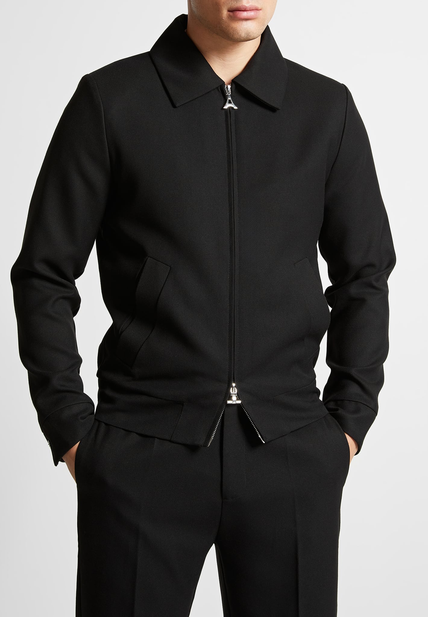 Tailored Harrington Jacket with Elastic Hem & Front Pockets | Manière De Voir
