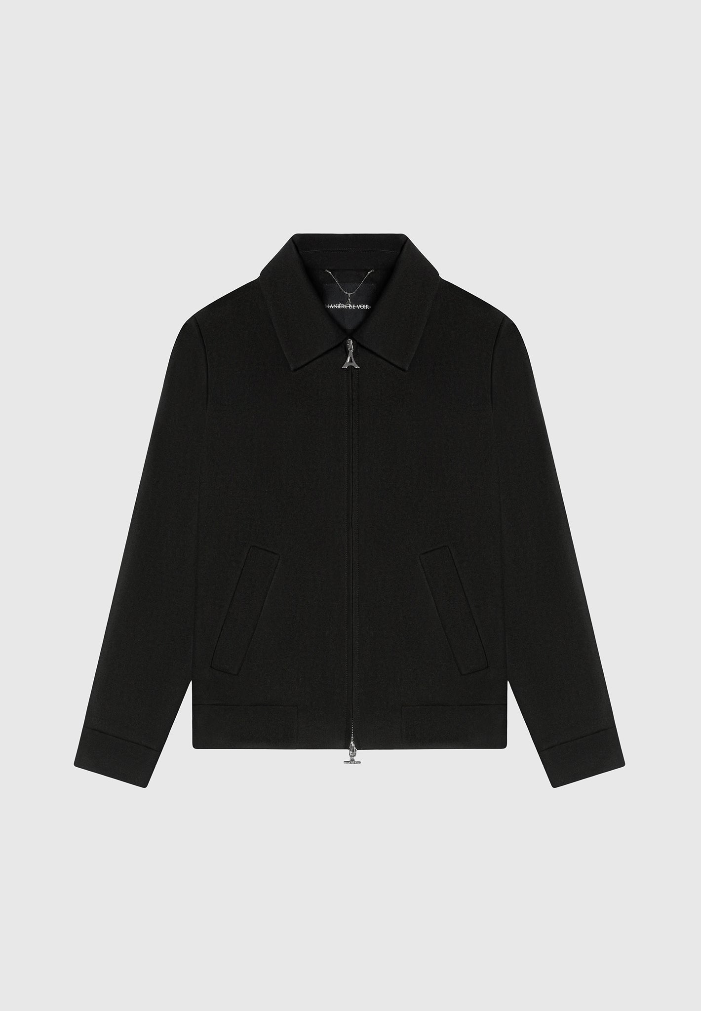 Tailored Harrington Jacket with Elastic Hem & Front Pockets | Manière De Voir