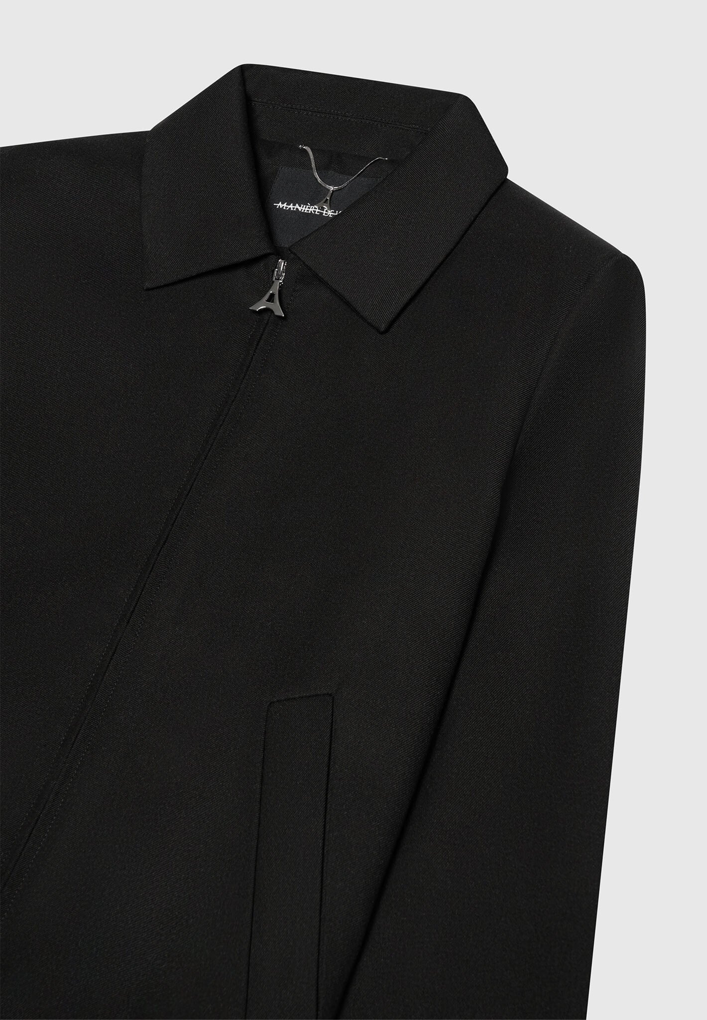 Tailored Harrington Jacket with Elastic Hem & Front Pockets | Manière De Voir
