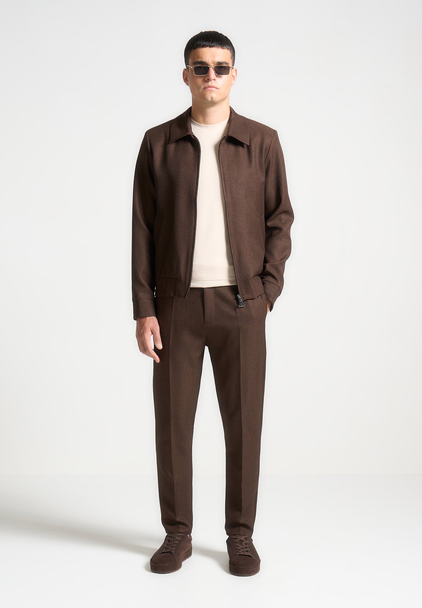 Tailored Harrington Jacket with Elasticated Hem & Front Pockets | Roger