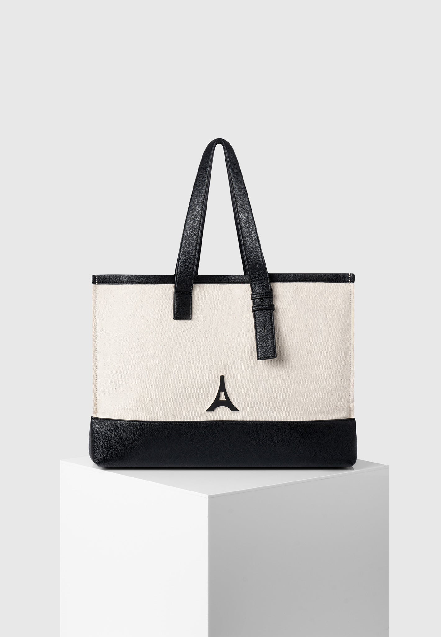Eiffel Detail Canvas Tote Bag with Detachable Pouch | Romane