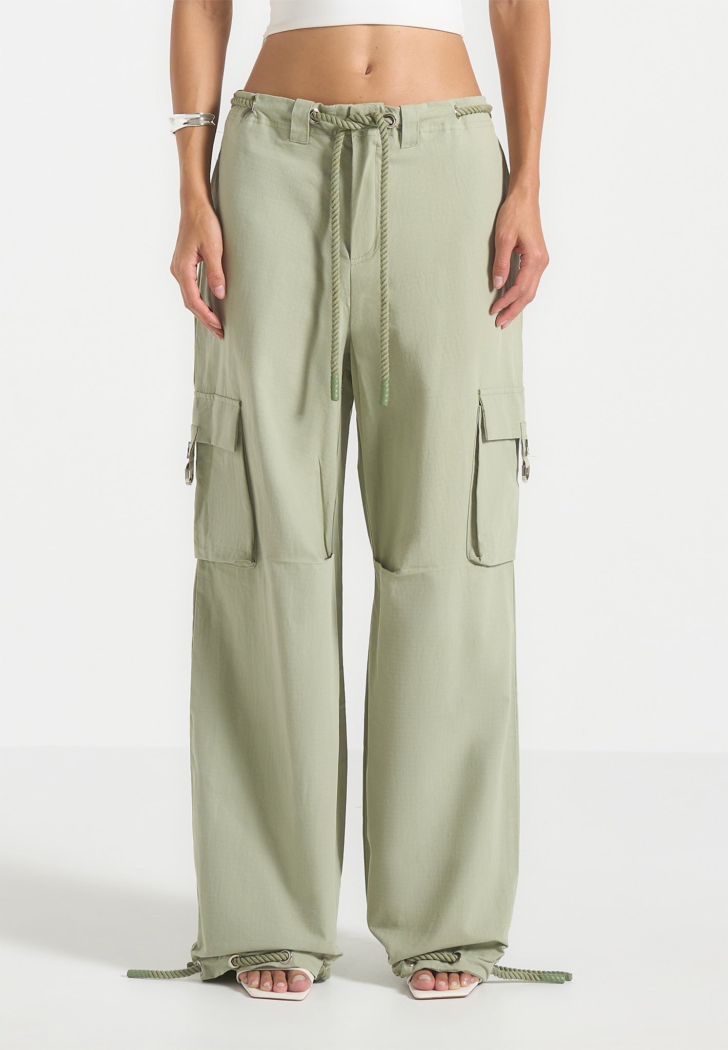 Ripstop Cargo Pants with Rope Tie Hem & 3D Pockets | Manière De Voir