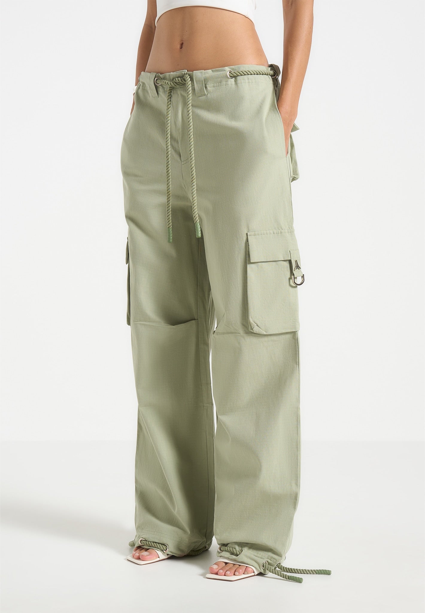 Ripstop Cargo Pants with Rope Tie Hem & 3D Pockets | Manière De Voir