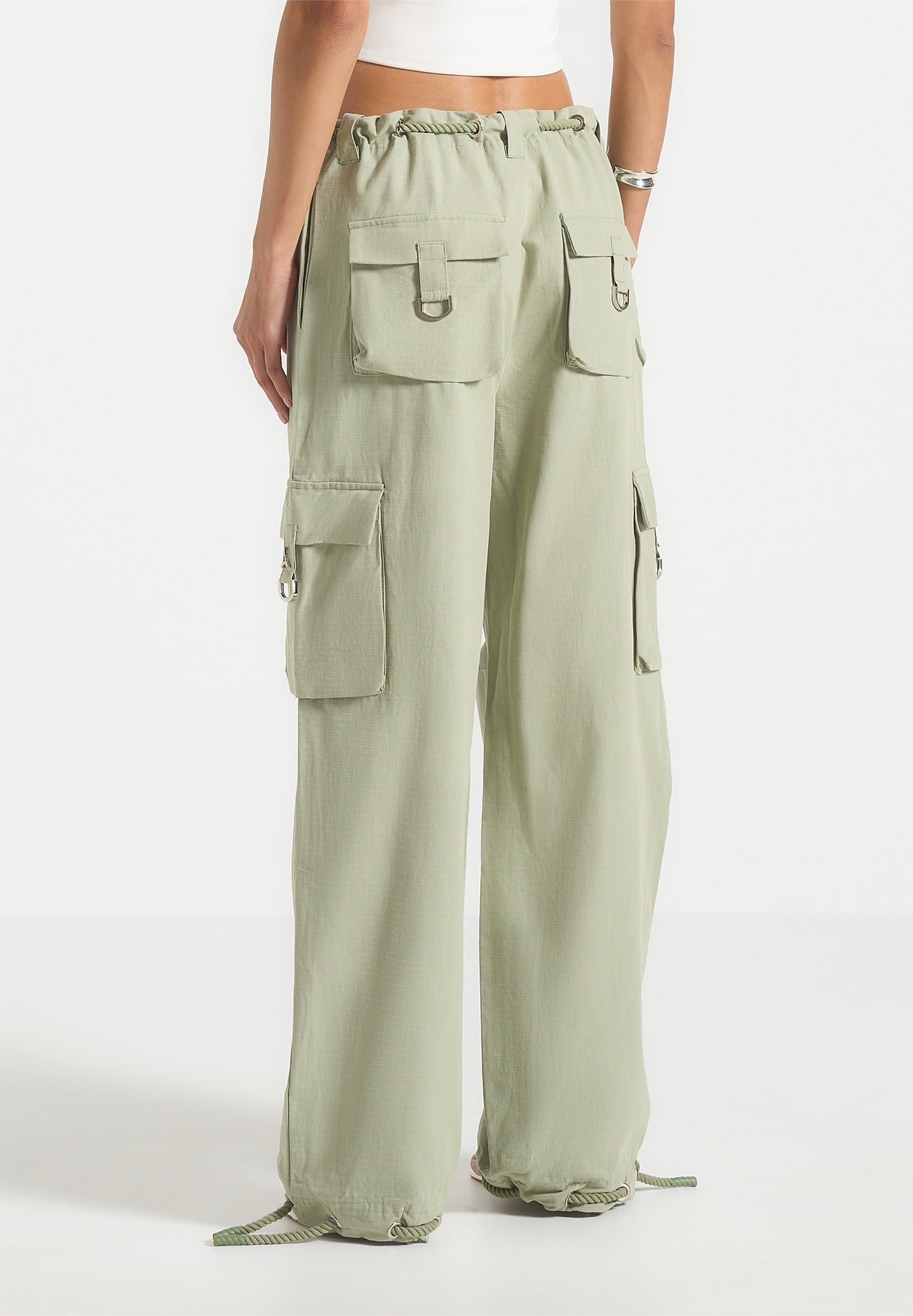 Ripstop Cargo Pants with Rope Tie Hem & 3D Pockets | Manière De Voir