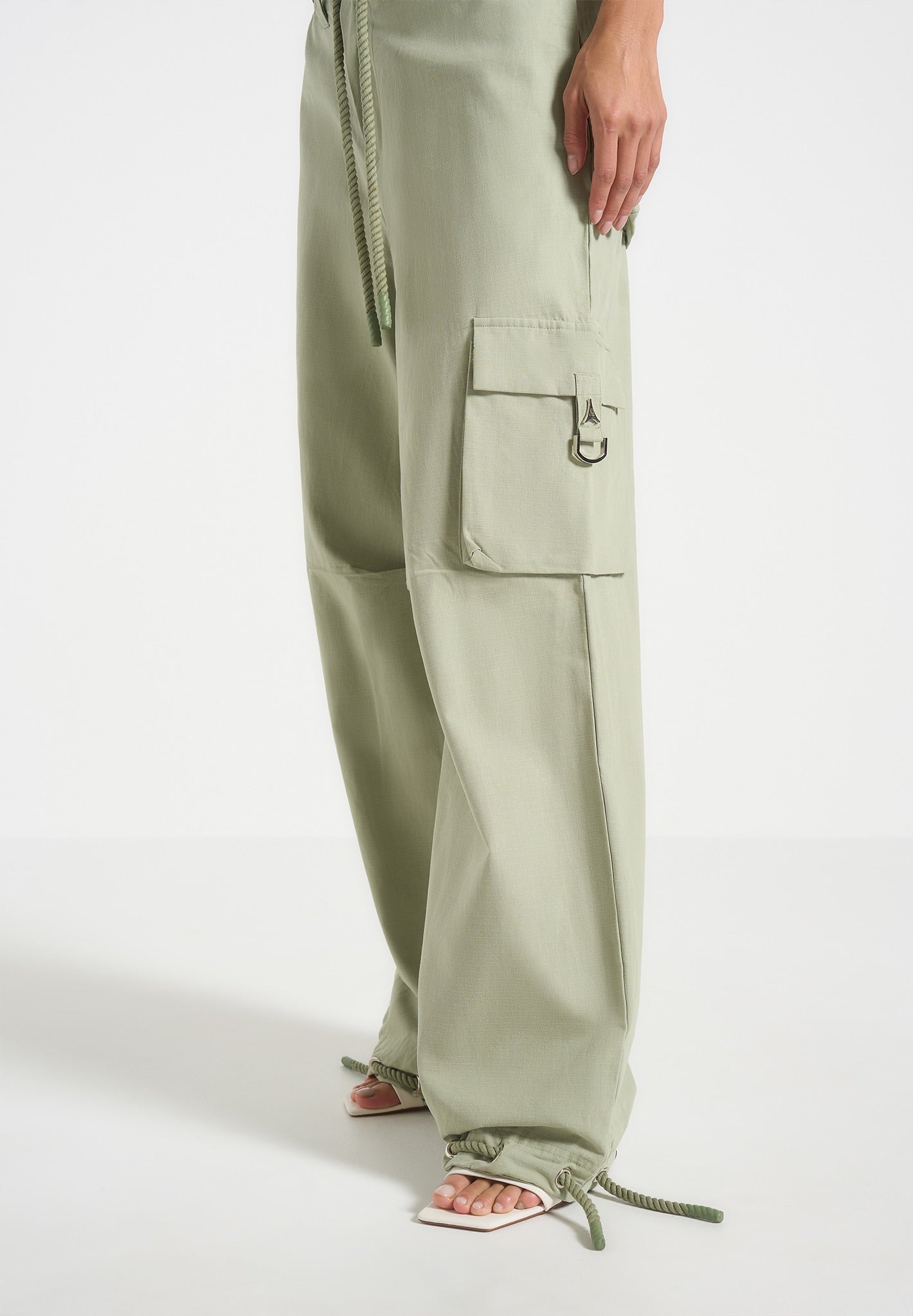 Ripstop Cargo Pants with Rope Tie Hem & 3D Pockets | Manière De Voir