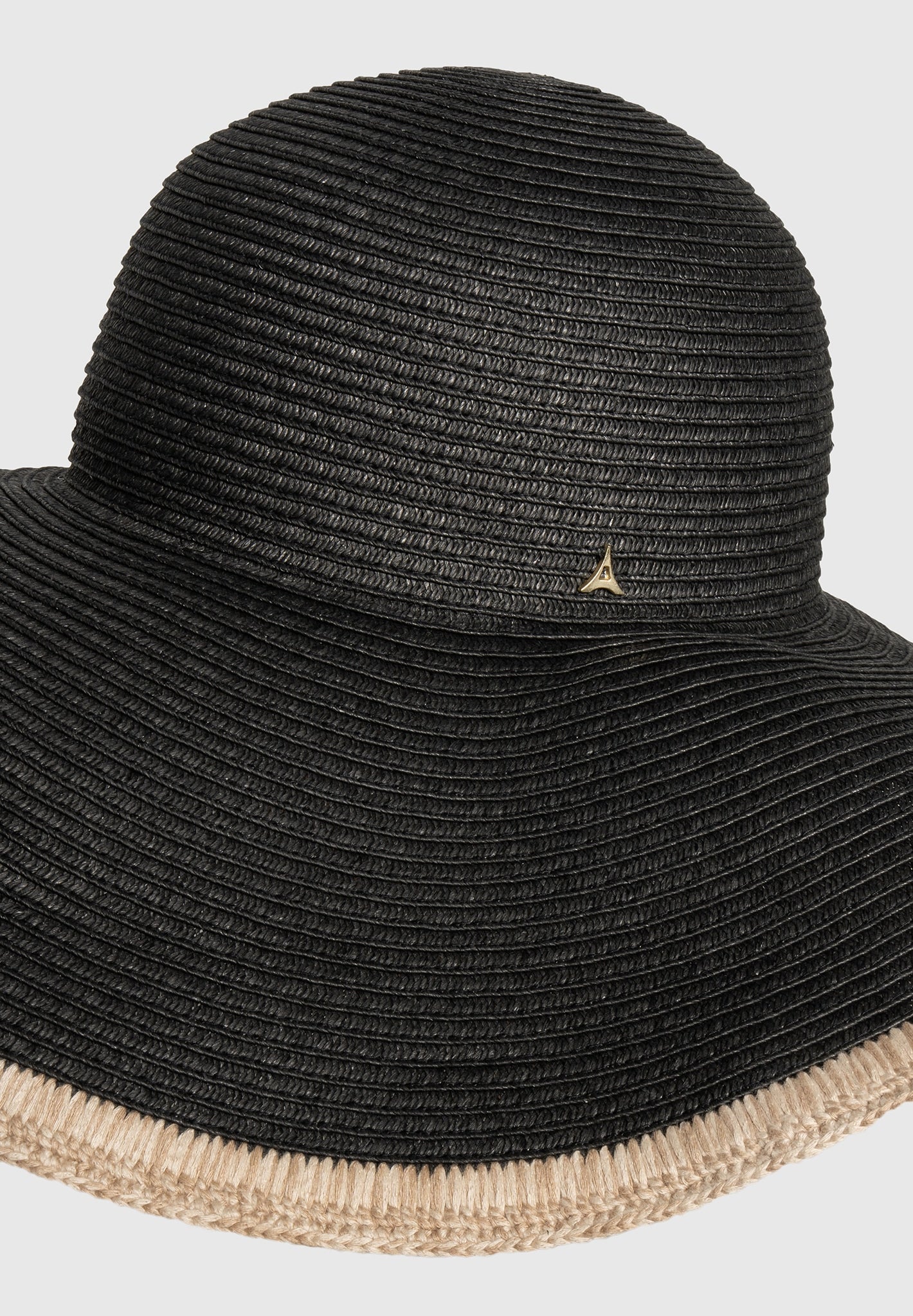 Wide Brim Raffia Sun Hat for Women | Sandrine Black/Natural