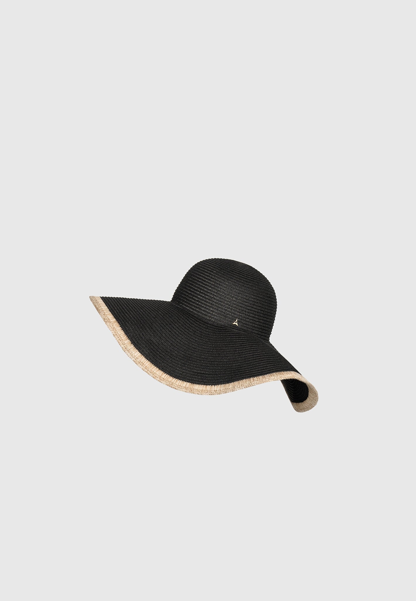 Wide Brim Raffia Sun Hat for Women | Sandrine Black/Natural