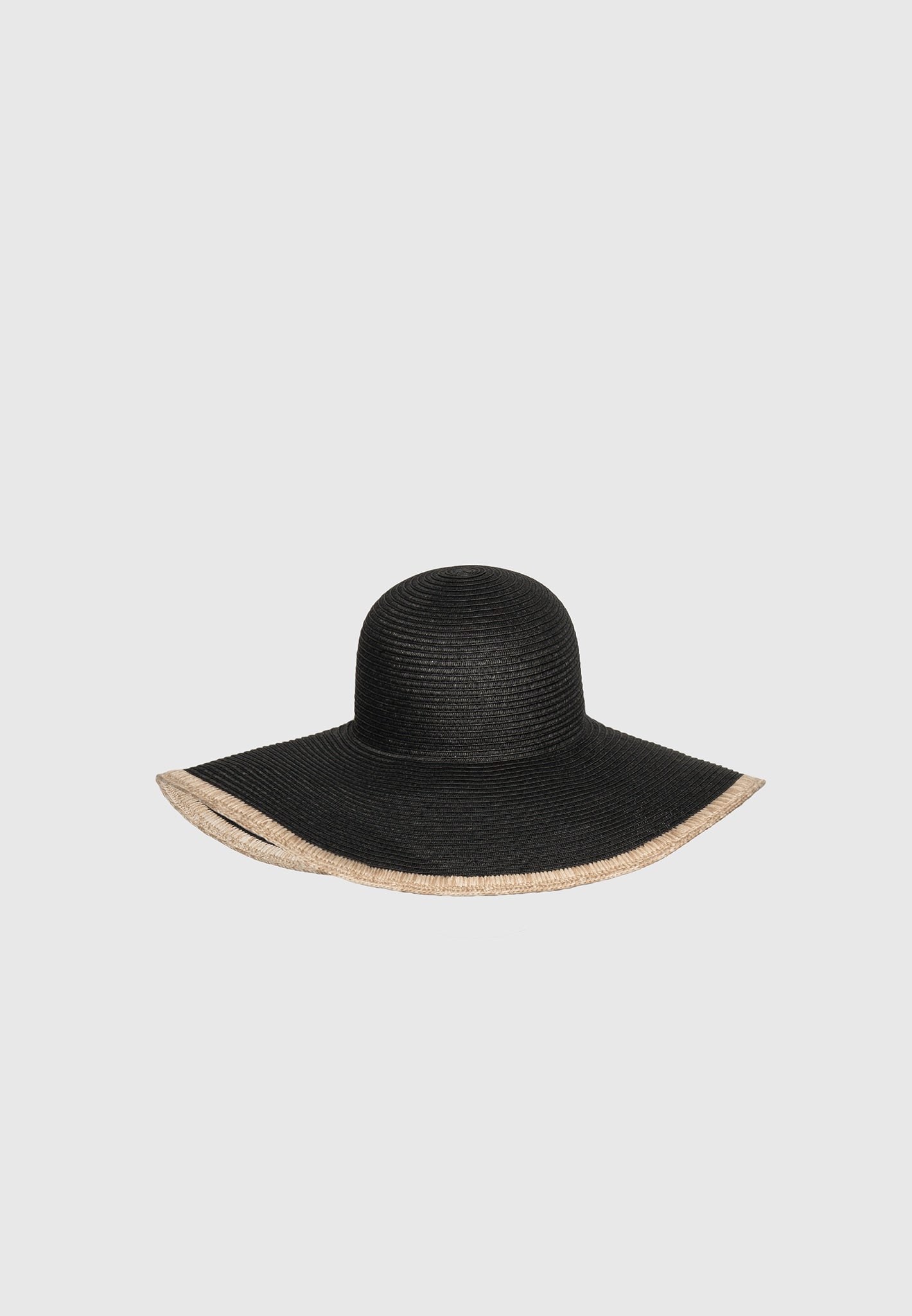 Wide Brim Raffia Sun Hat for Women | Sandrine Black/Natural