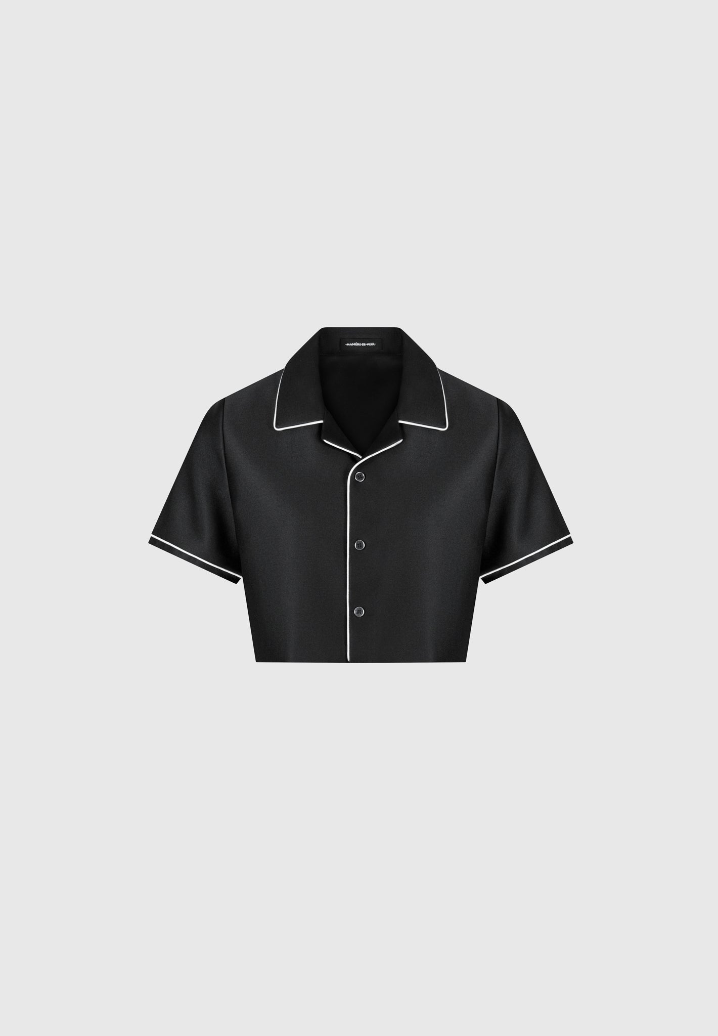 Satin Cropped Shirt with Piping & Relaxed Fit | Manière De Voir