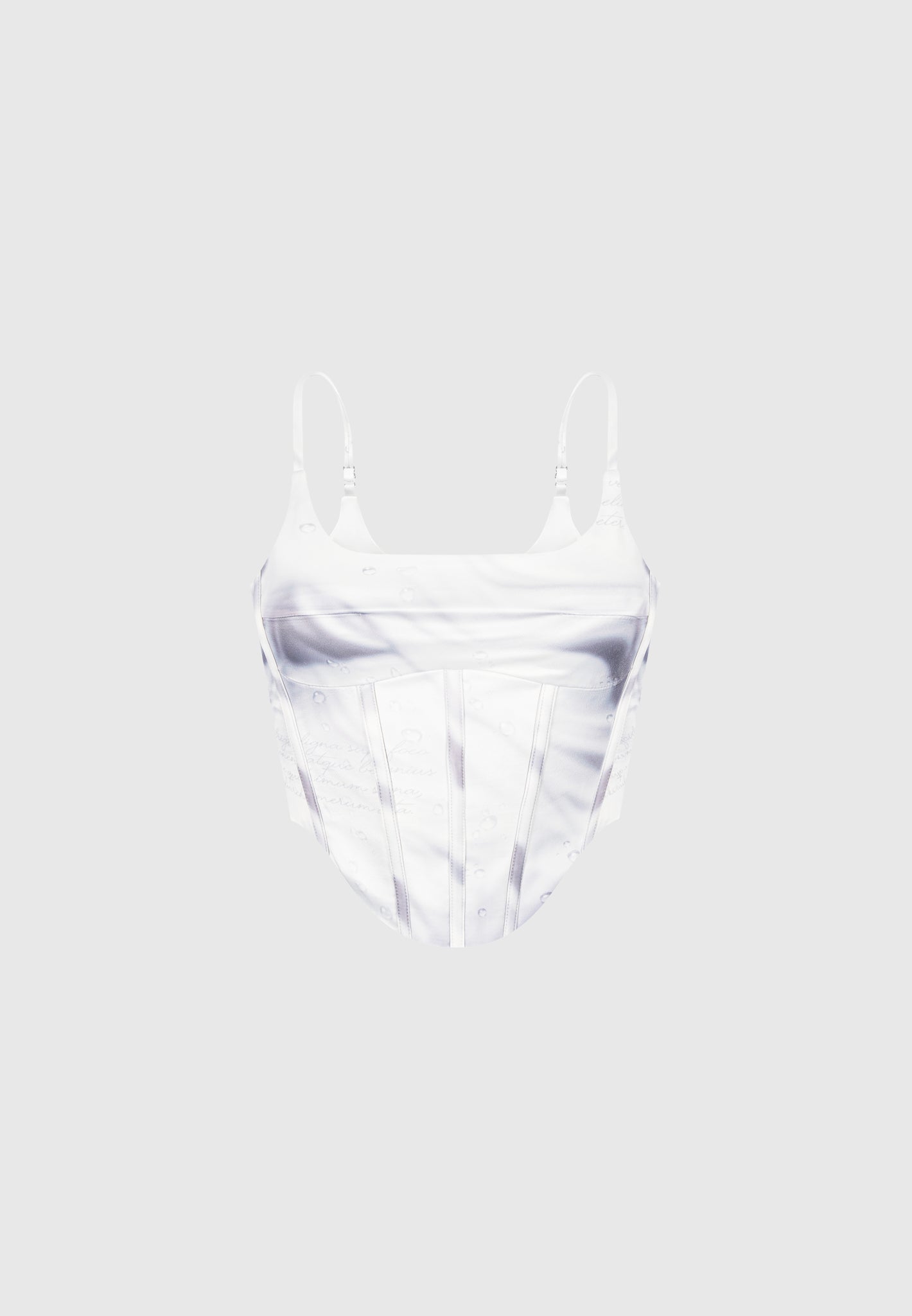 Satin Corset Top with Renaissance Print & Adjustable Straps | Off White