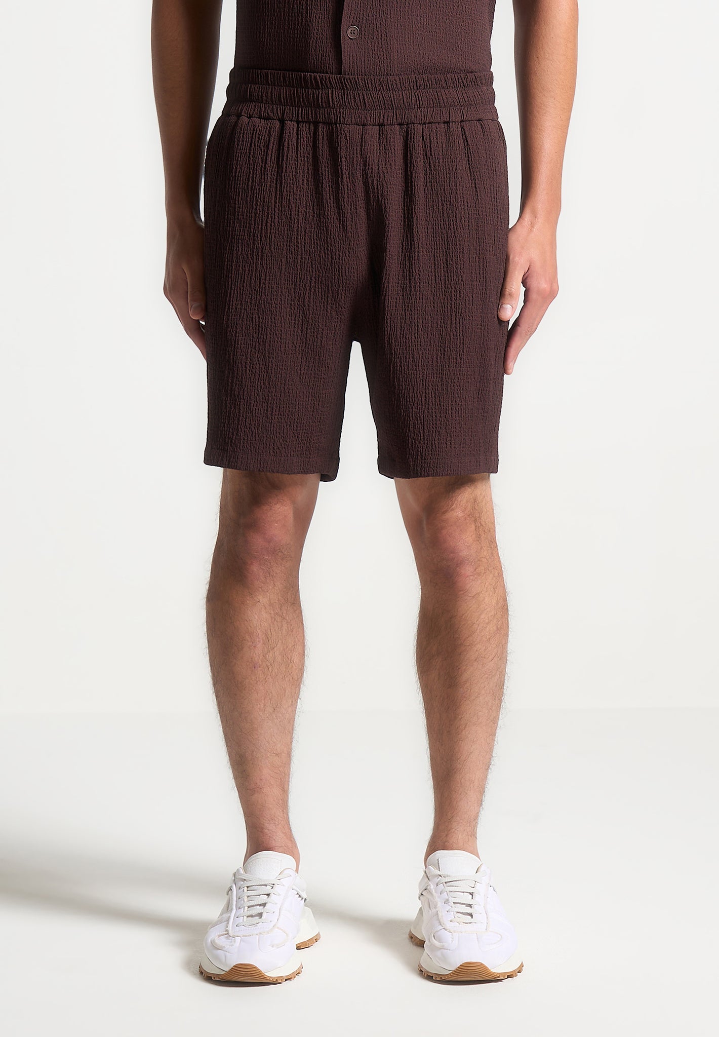 Breathable Seersucker Shorts with Elastic Waistband | Manière De Voir