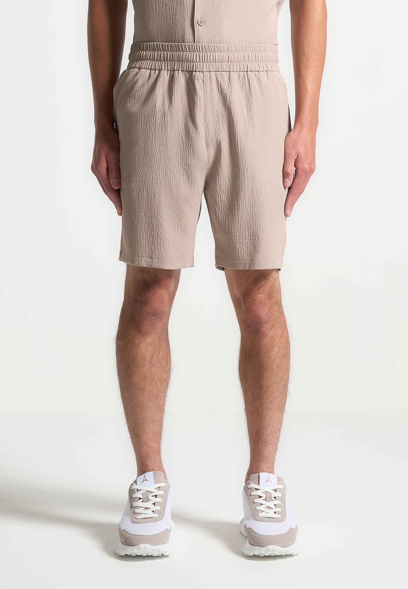 Breathable Seersucker Shorts with Elastic Waistband | Manière De Voir