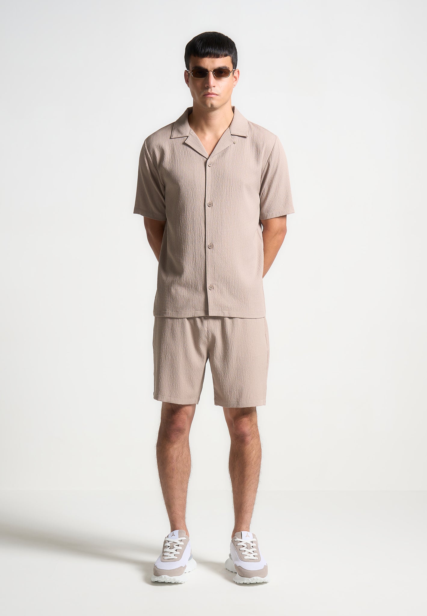 Breathable Seersucker Shorts with Elastic Waistband | Manière De Voir