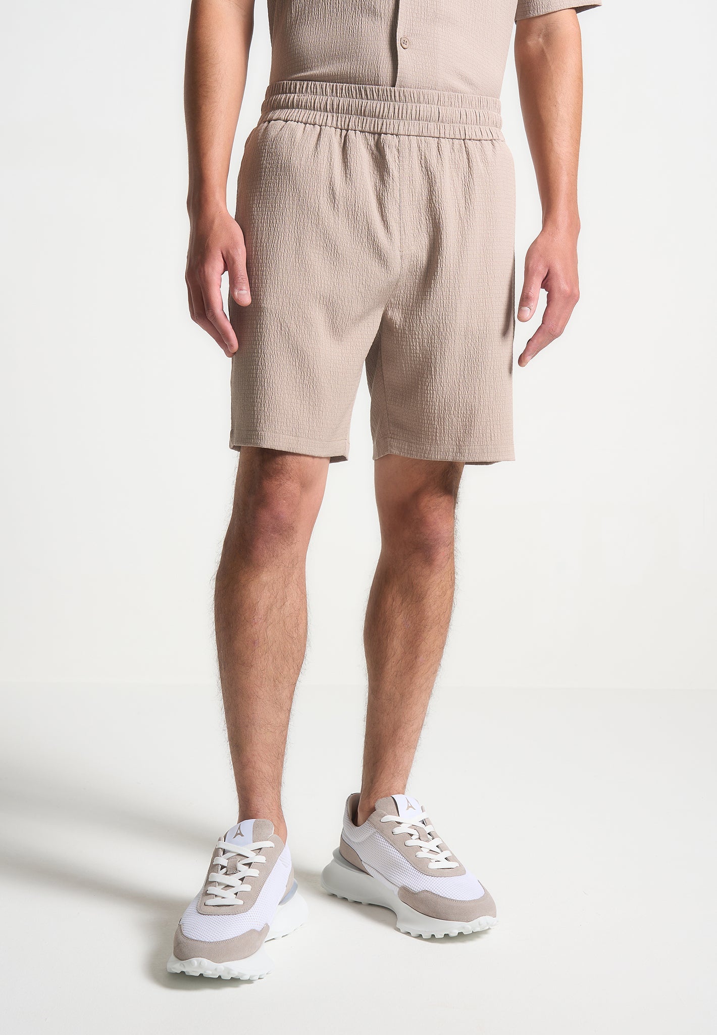 Breathable Seersucker Shorts with Elastic Waistband | Manière De Voir