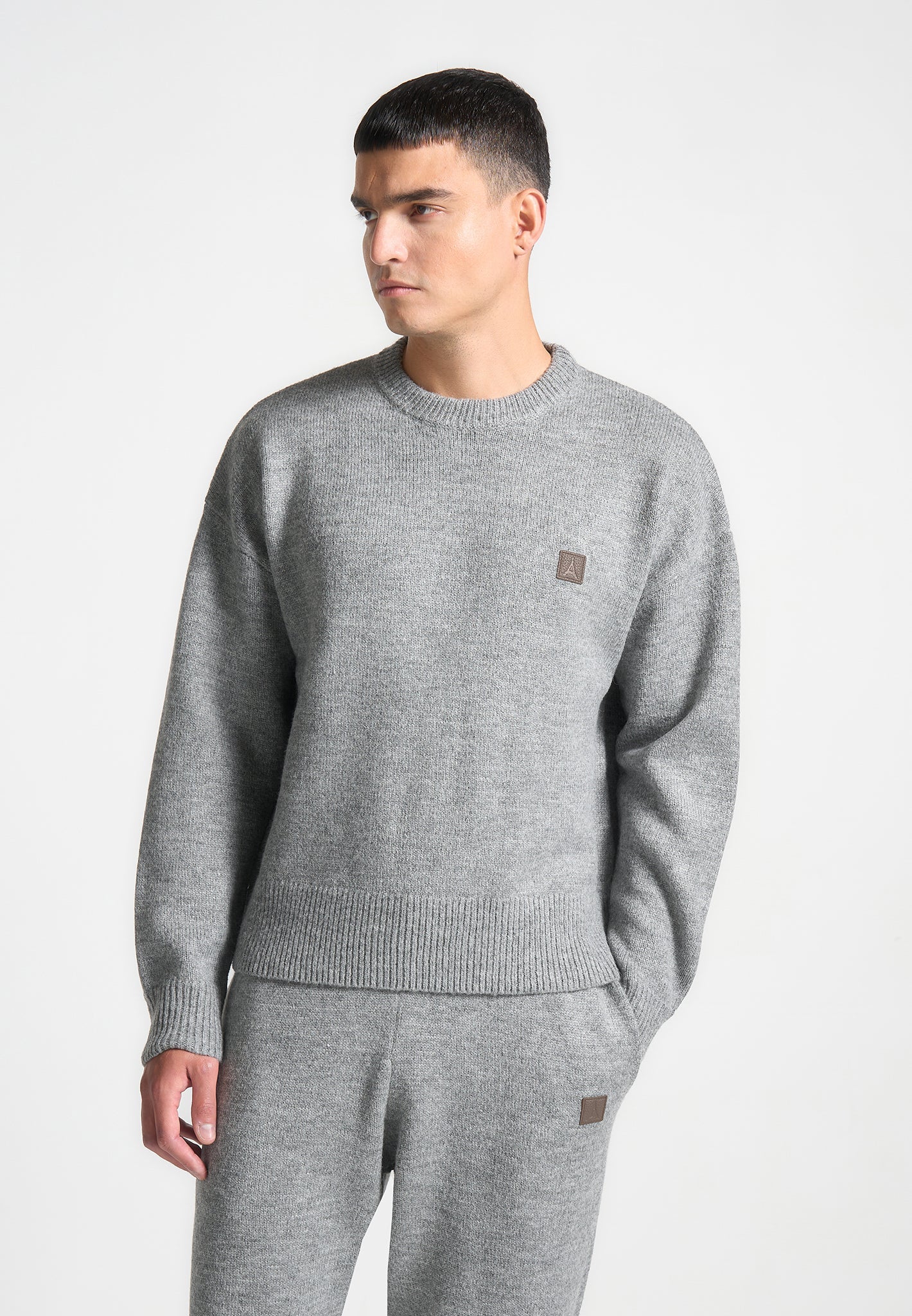 Soft Mohair-Blend Crewneck Sweater for Men - Grey | Signature Knit