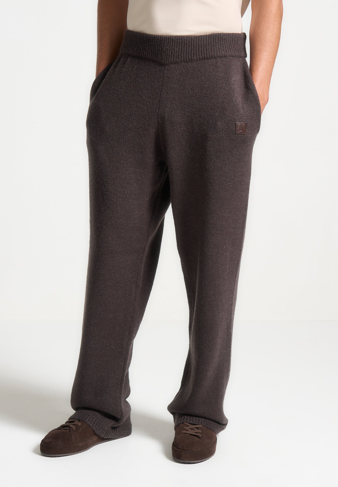 Soft Mohair-Blend Joggers with Eiffel Patch Logo | Signature Knit