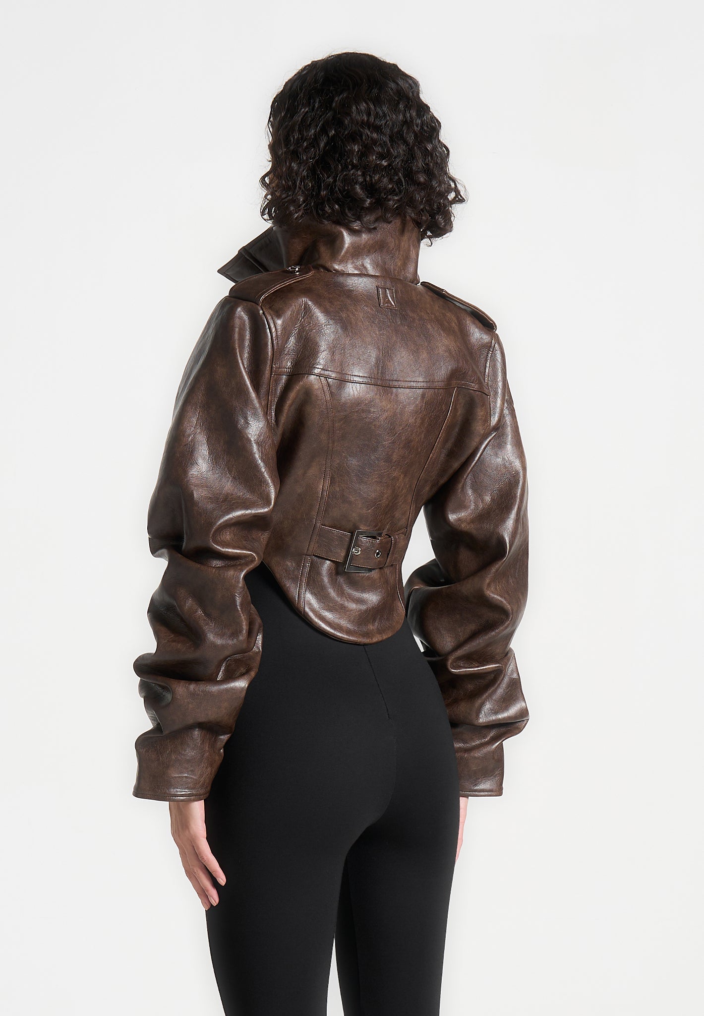 Vintage Leather Corset Jacket with Tacked Sleeves | Solange
