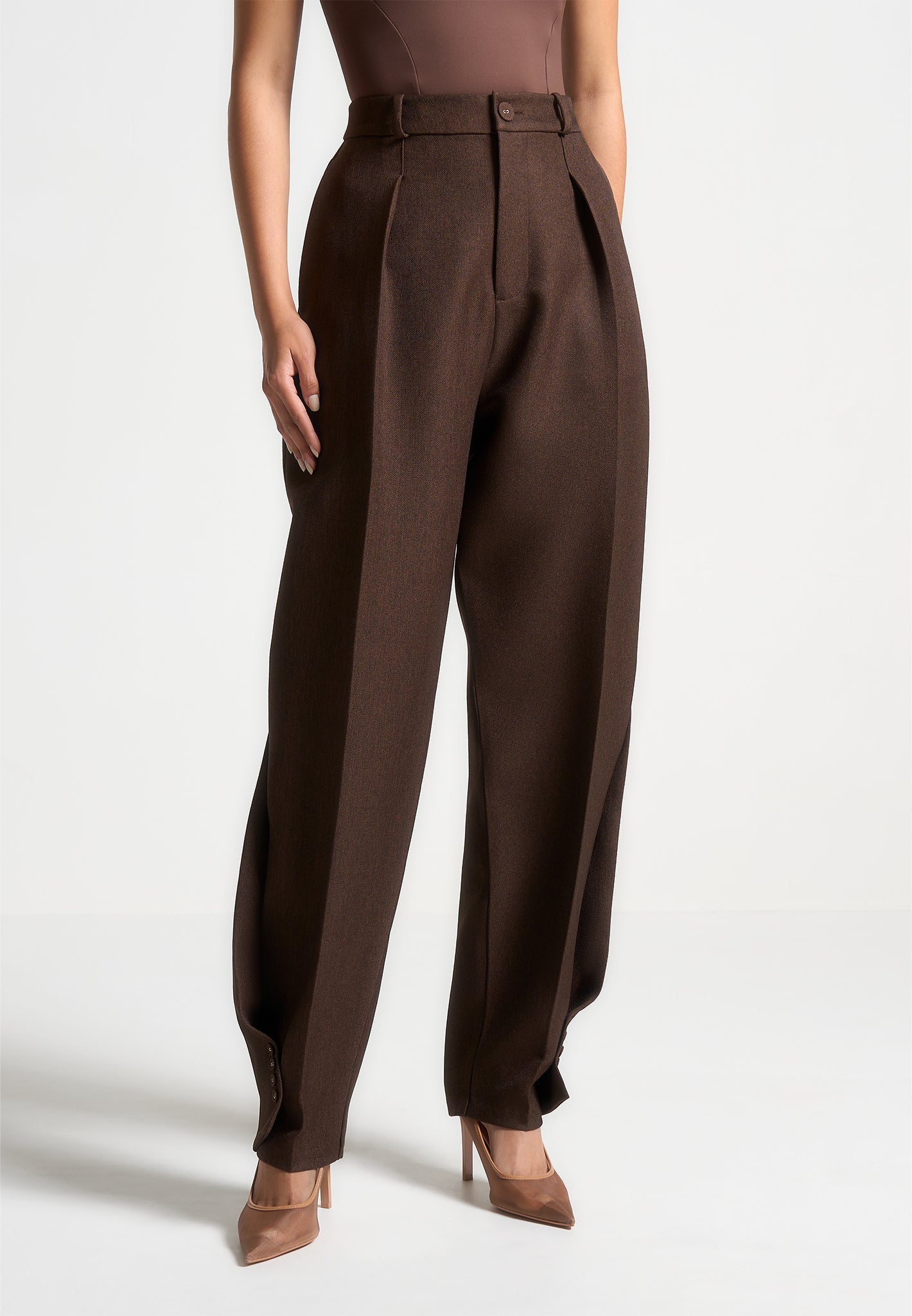 Tailored Twist Leg Trousers with Adjustable Waist | Sophie Brown