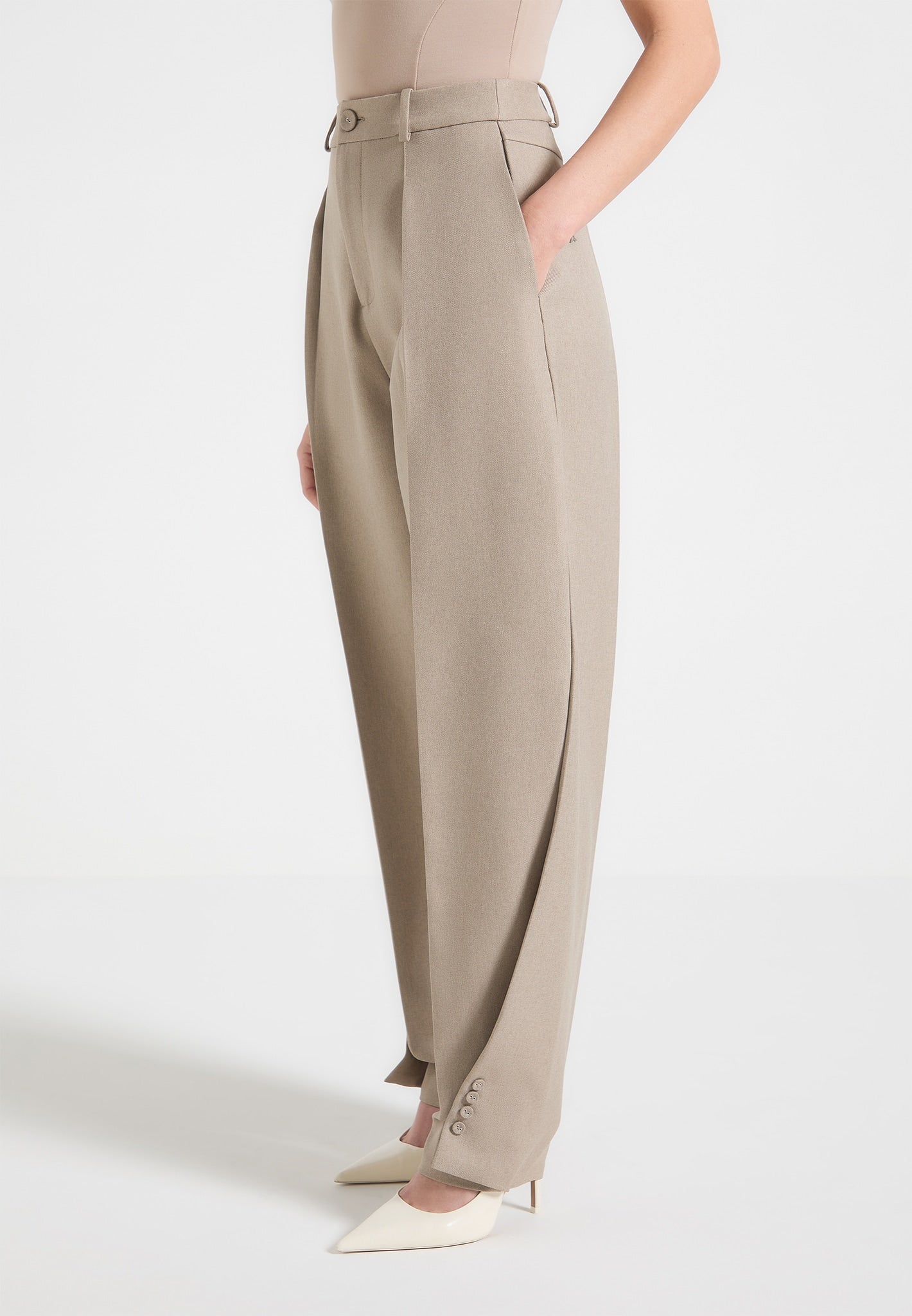 Tailored Twist Leg Trousers with Adjustable Waist | Manière De Voir