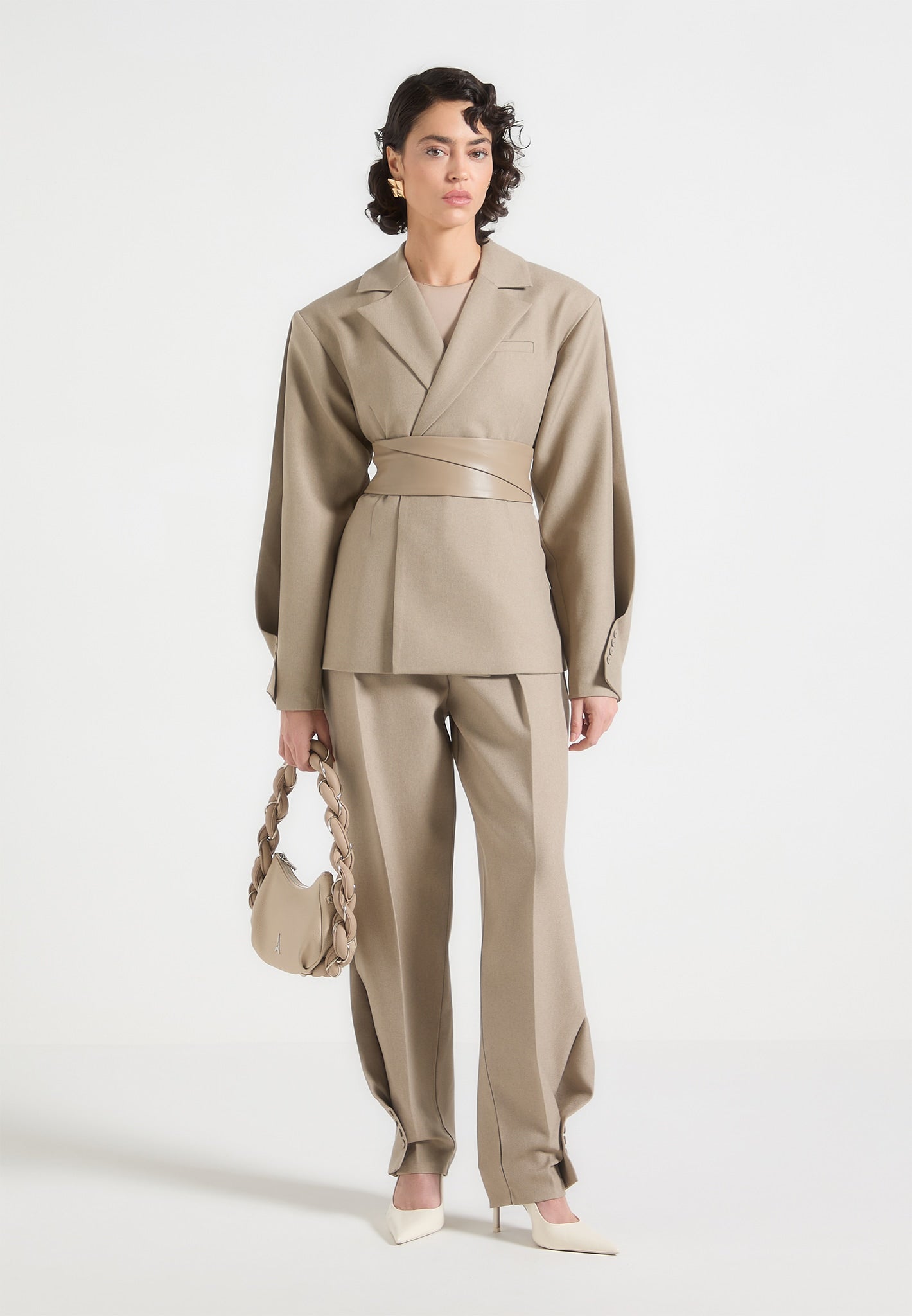 Tailored Twist Leg Trousers with Adjustable Waist | Manière De Voir