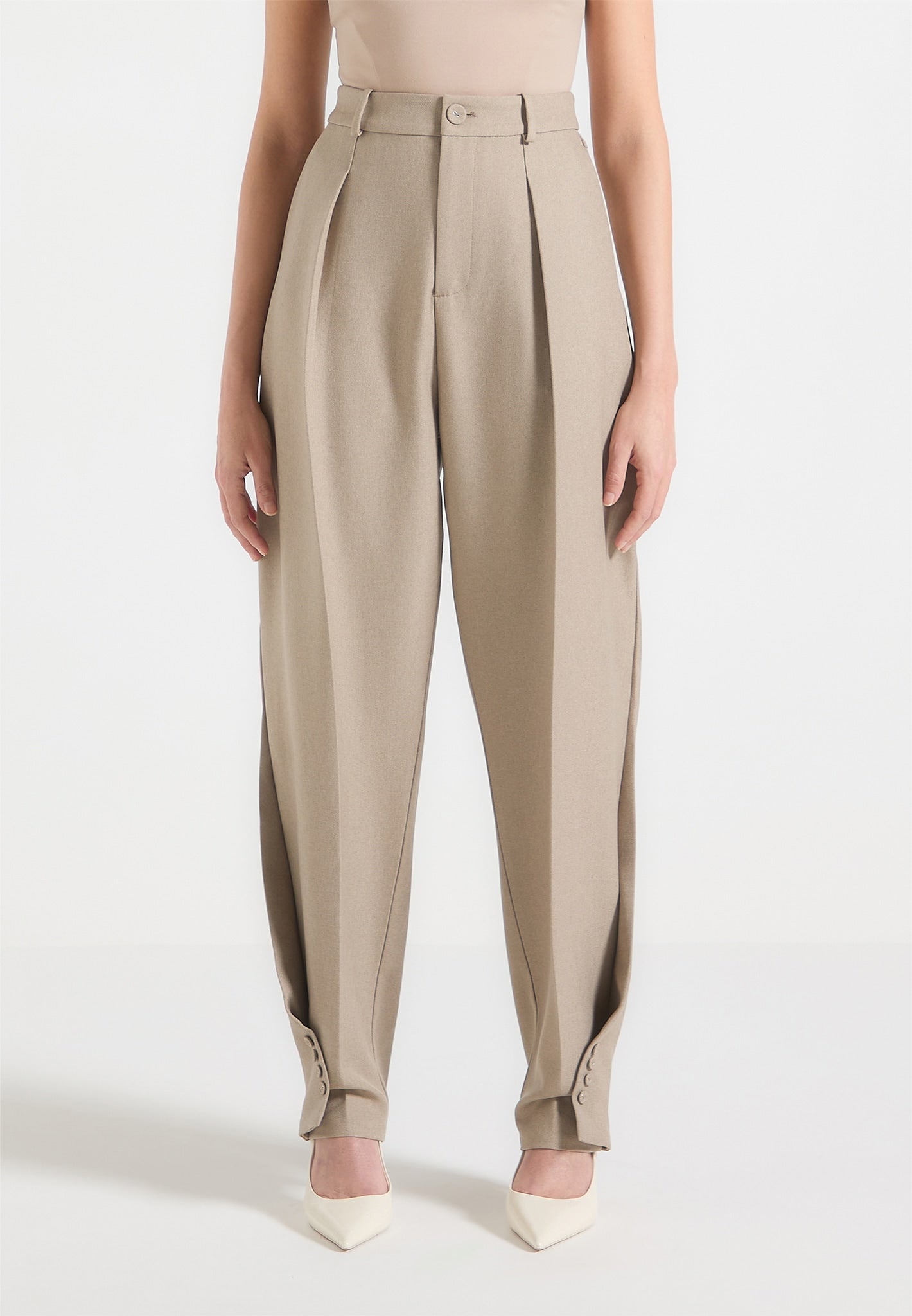 Tailored Twist Leg Trousers with Adjustable Waist | Manière De Voir
