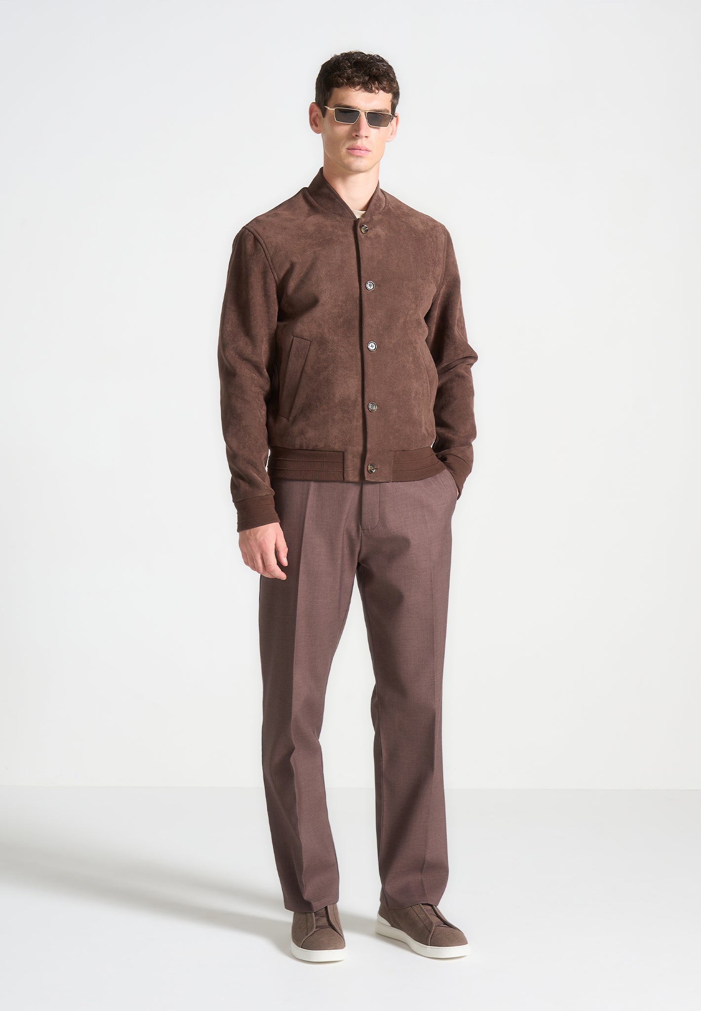 Brown Vegan Suede Bomber Jacket | Manière De Voir