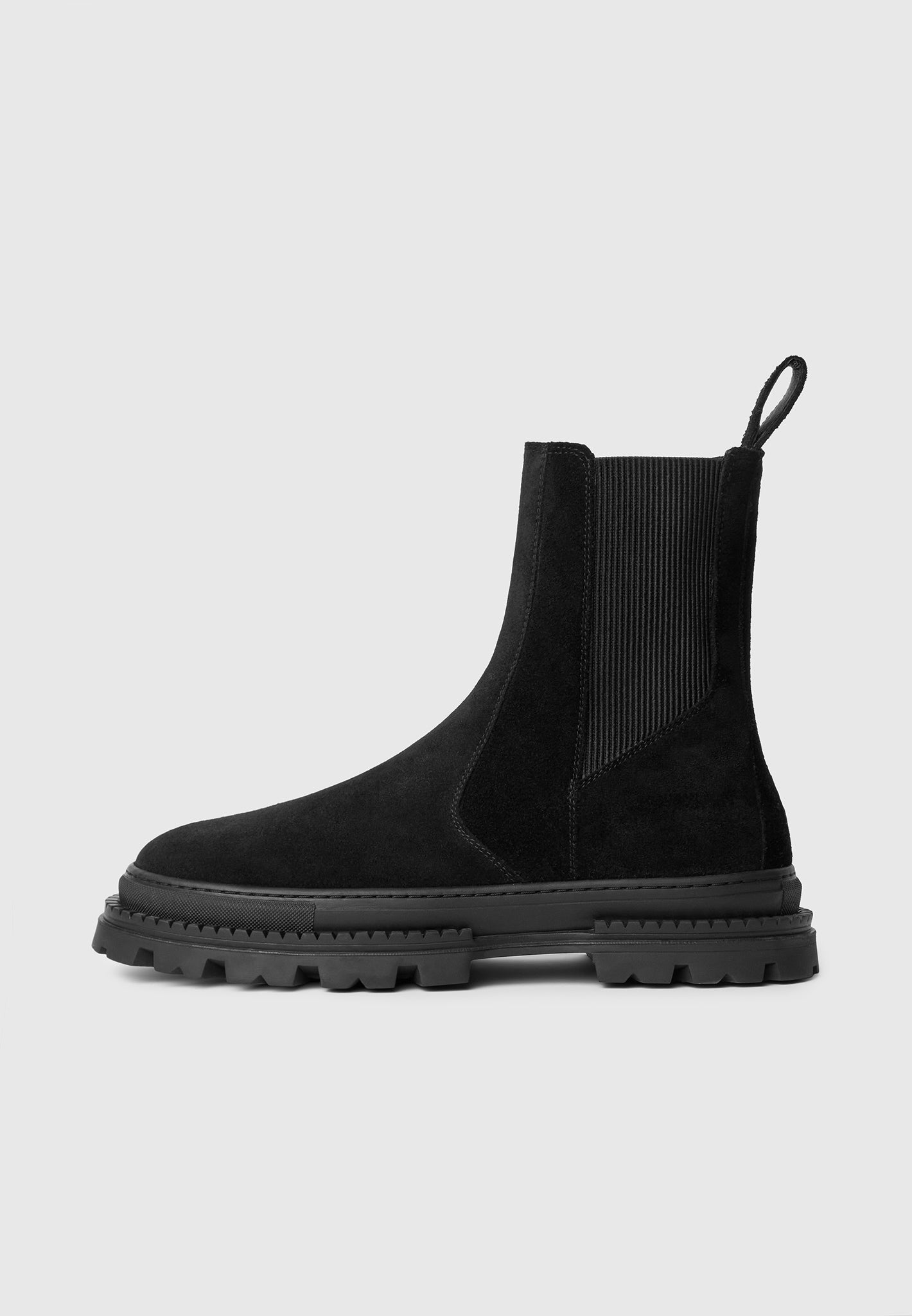 Men's Suede Chelsea Boots with Chunky Sole | Bordeaux Black