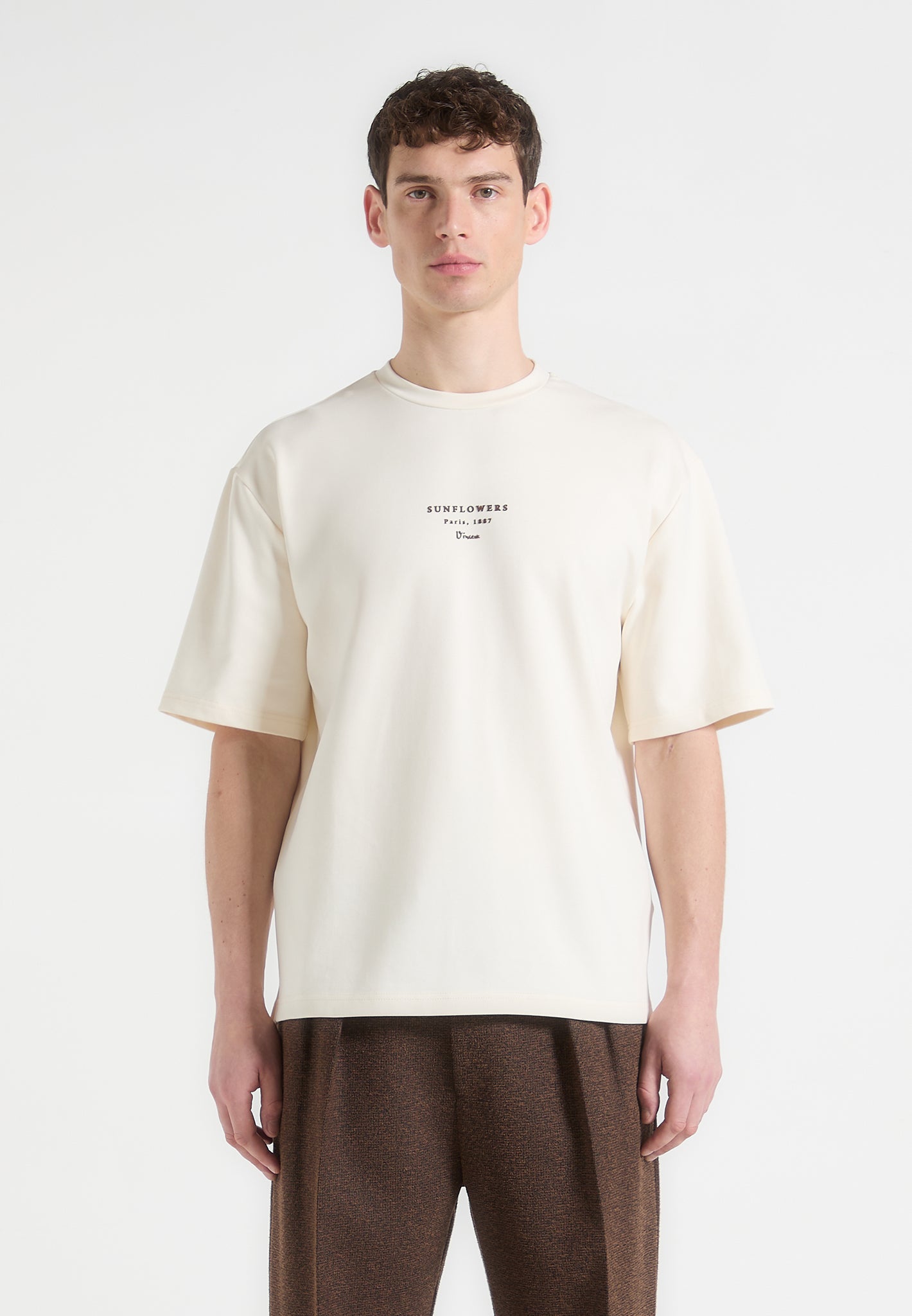 Van Gogh Sunflowers Graphic T-Shirt | Cream Cotton Crew Neck