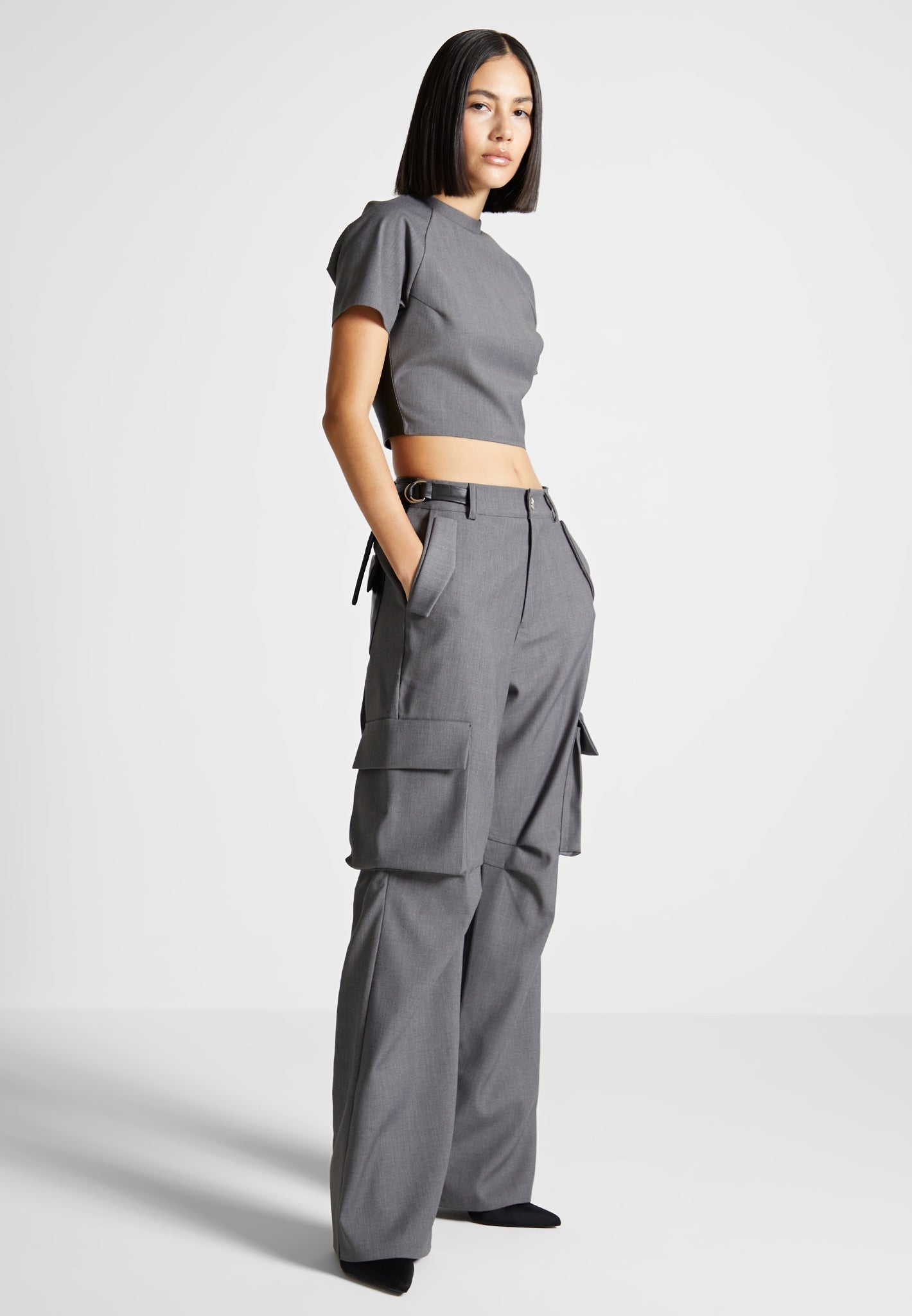 Tailored Cargo Pants with Vegan Leather Details | Manière De Voir