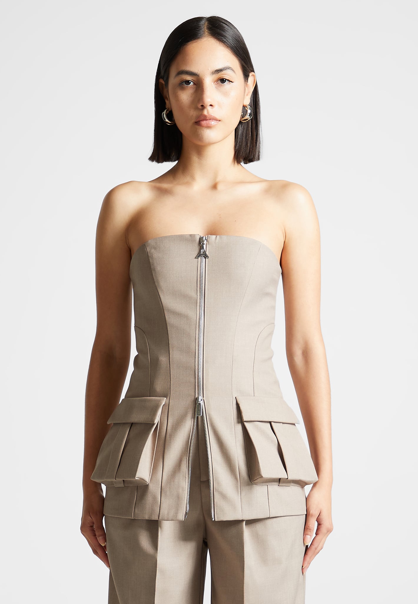 Longline Bandeau Top with Cargo Pockets & Contour Detailing | Manière De Voir