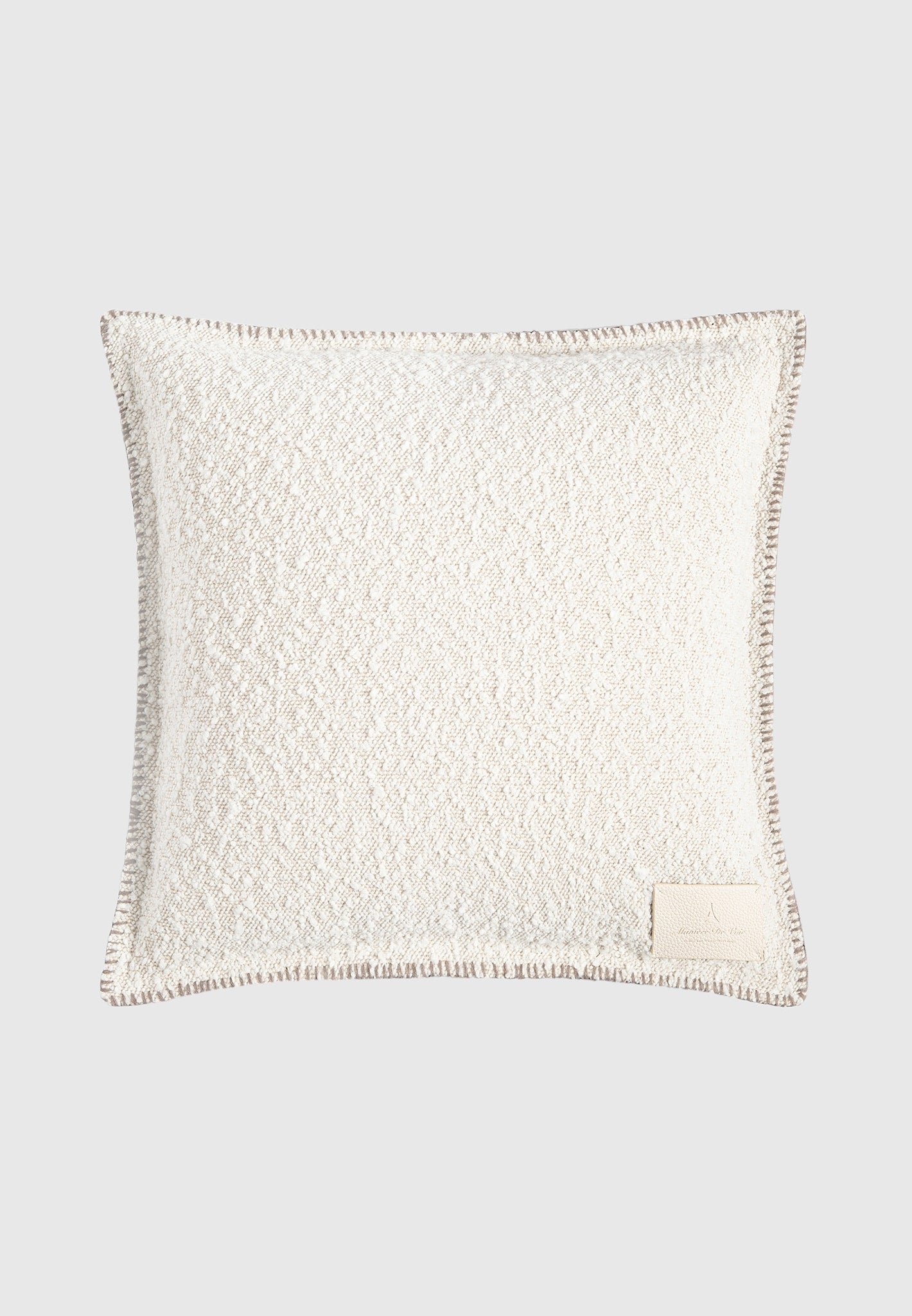 Reversible Bouclé Cushion Cover with Whipstitch Detail | Brown & Cream