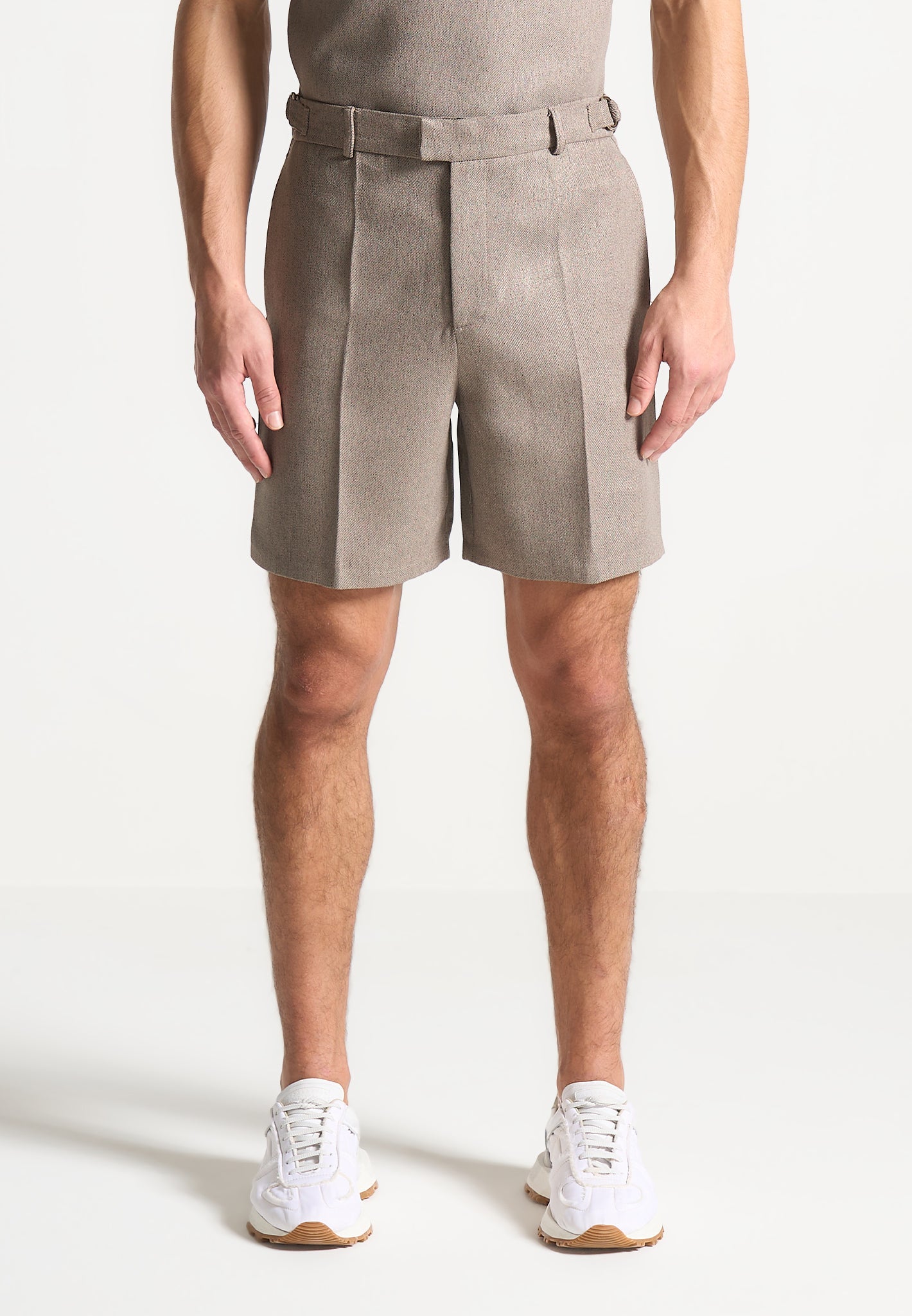 Textured Tailored Shorts for Men | Relaxed Fit with Side Pockets | Manière De Voir