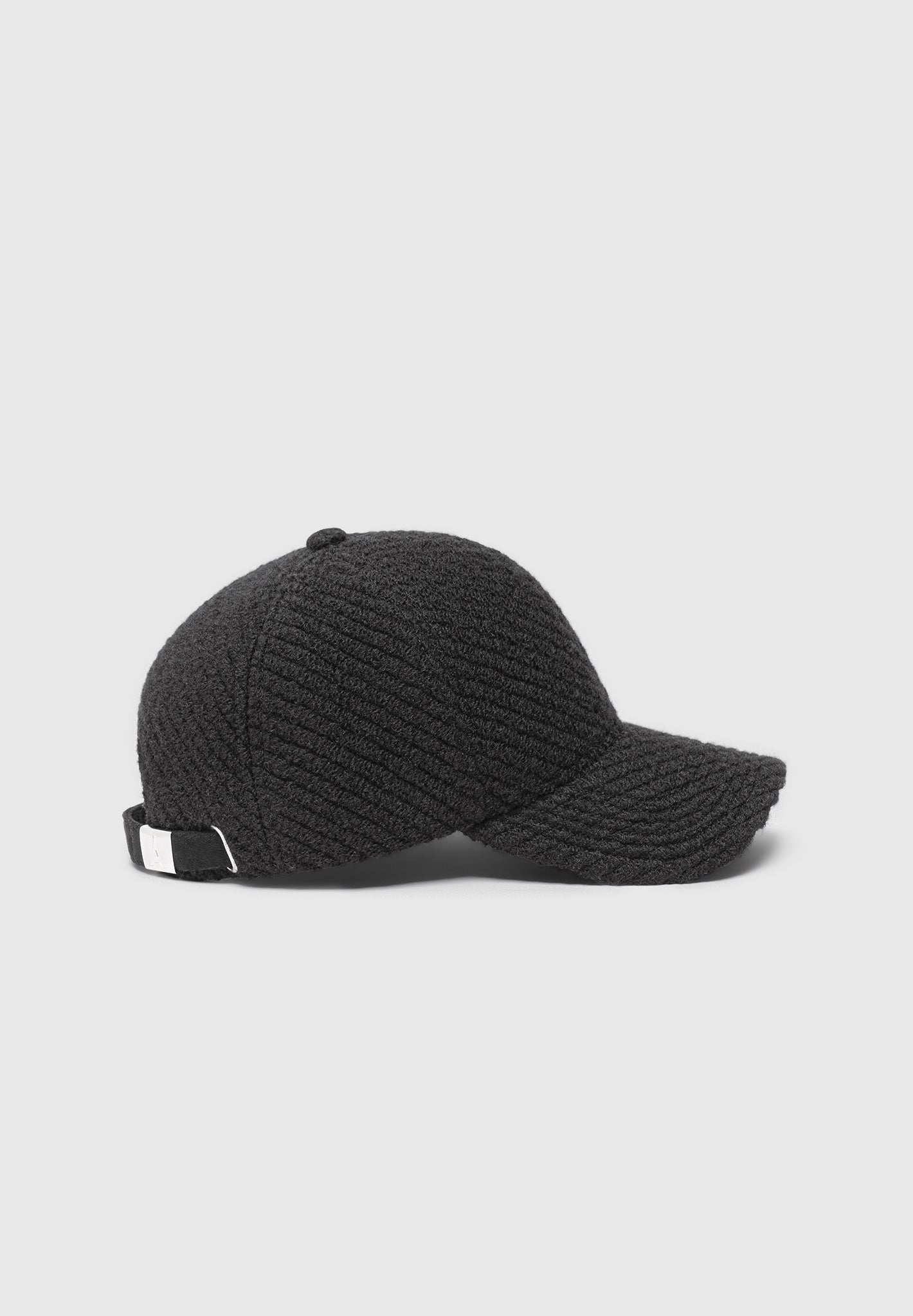 Textured Wool Twill Cap with Adjustable Strap | Black