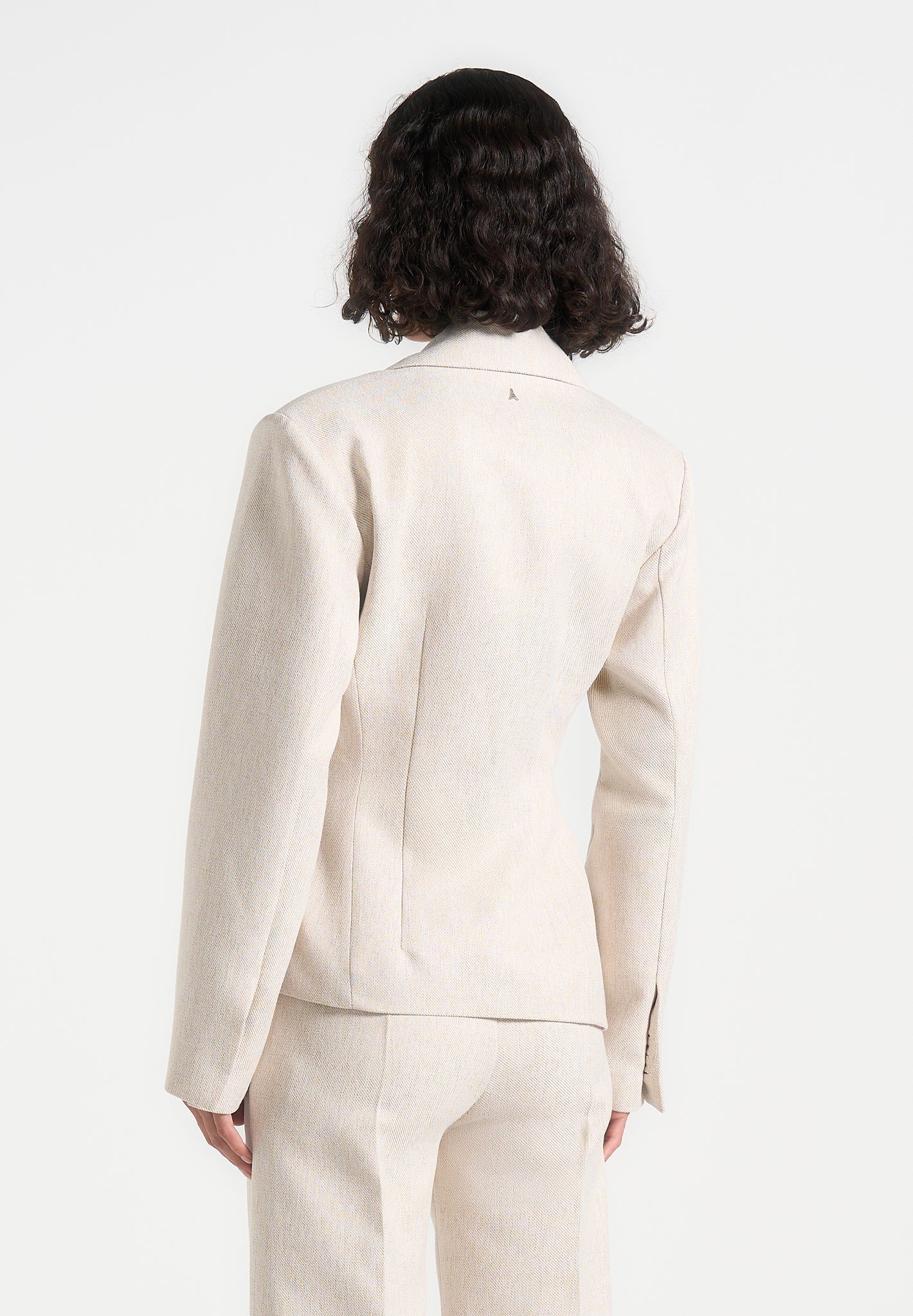 Tailored Asymmetric Blazer with Sculpted Waist | Thalia - Light Beige